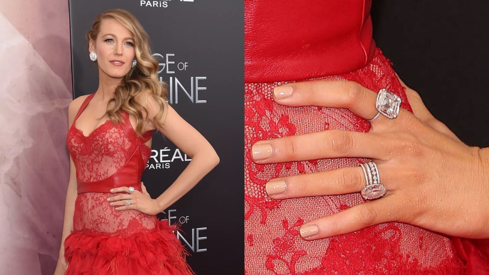Blake Lively Engagement Ring - Pink Oval Diamond, image size:1640x924