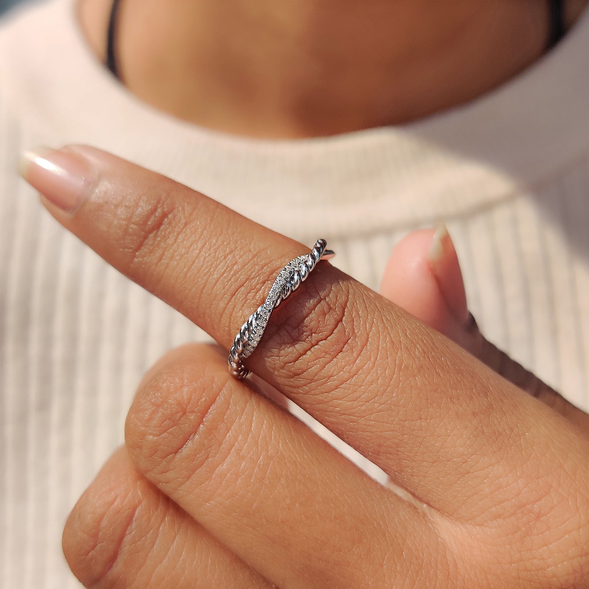 Infinity Wedding Band With Twisted Rope Pave Style