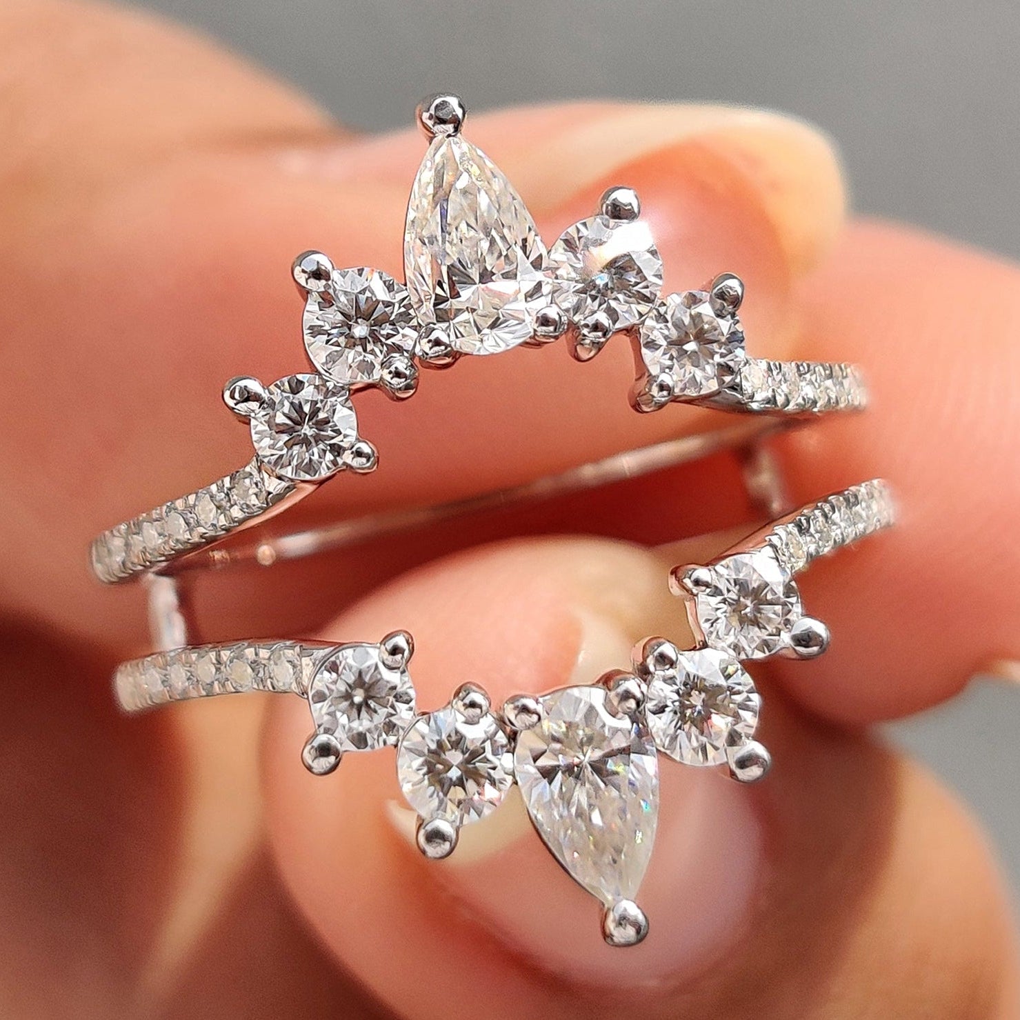 Wrap Guard Pear Cut Wedding Band