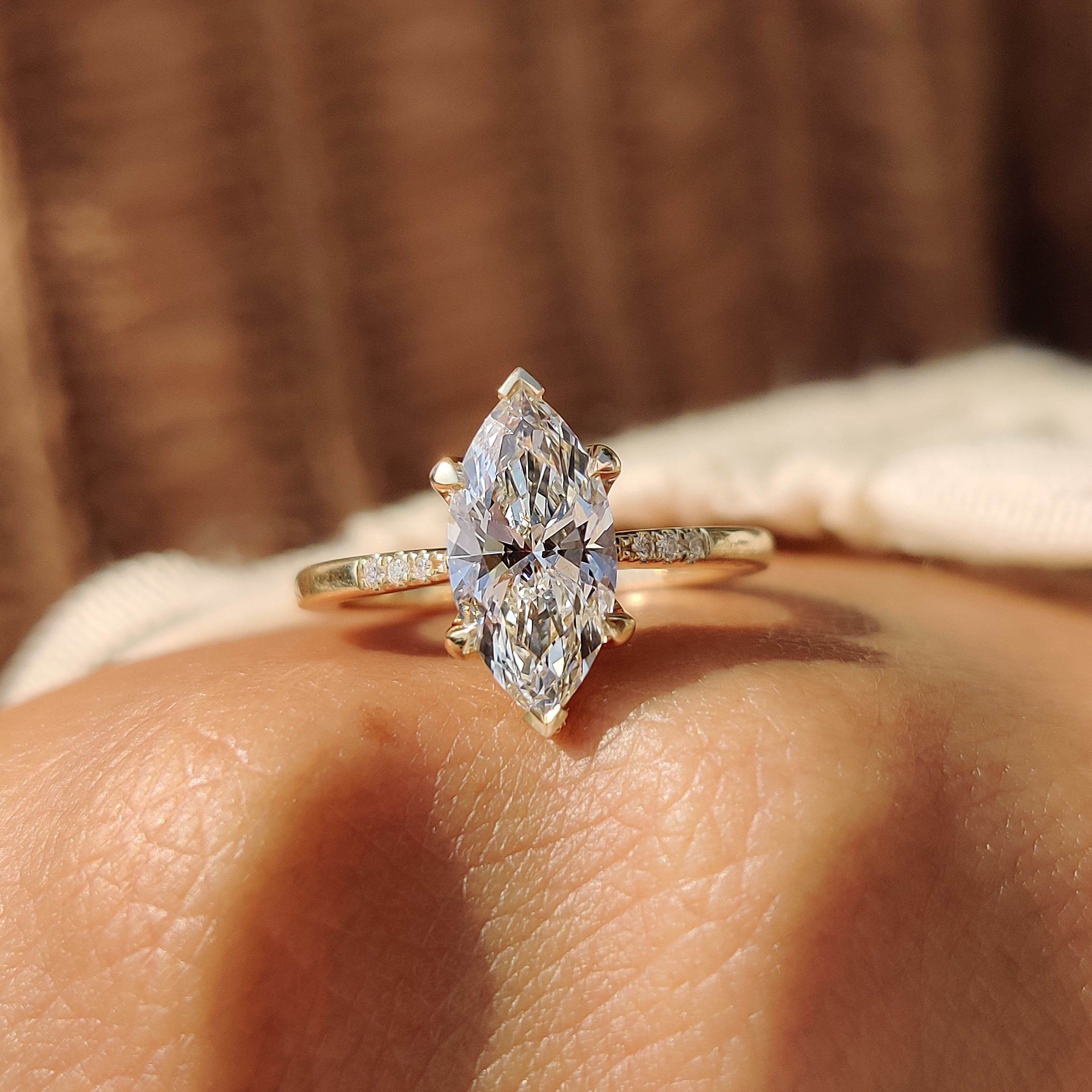 Diamond Solitaire Marquise Cut Diamond Wedding Rings Marquise