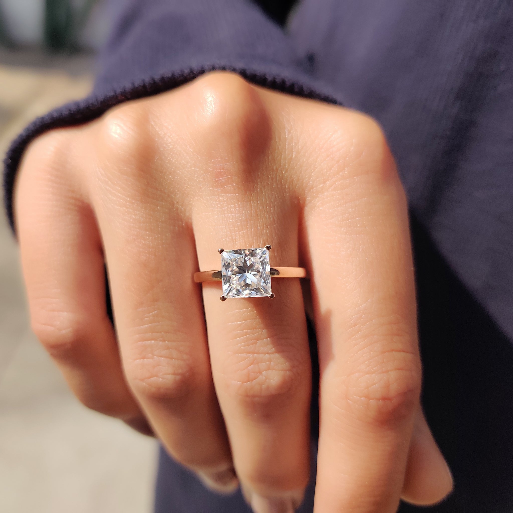 Princess Cut Engagement Ring In Solitaire Setting