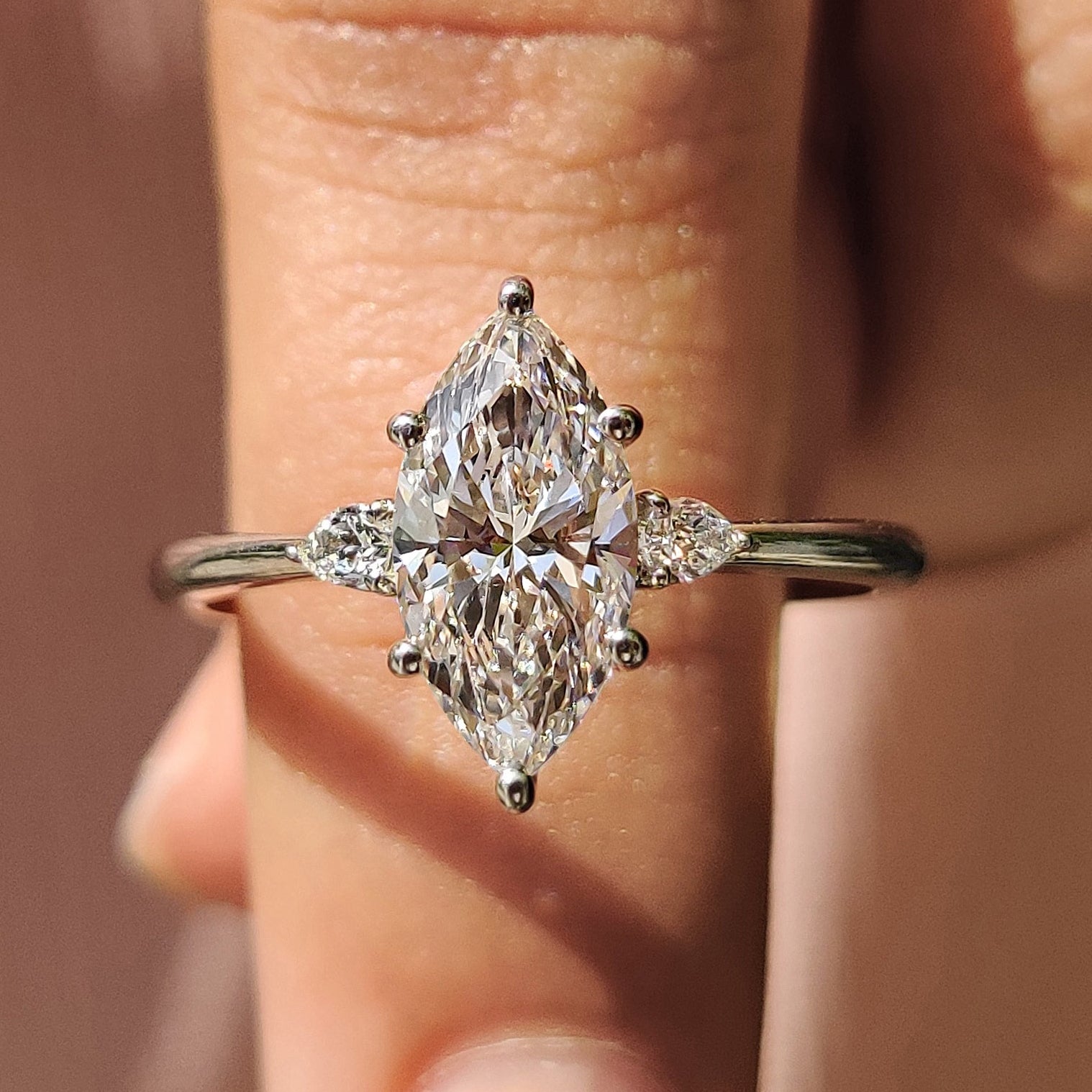 Marquise Engagement Ring With Cathedral Setting