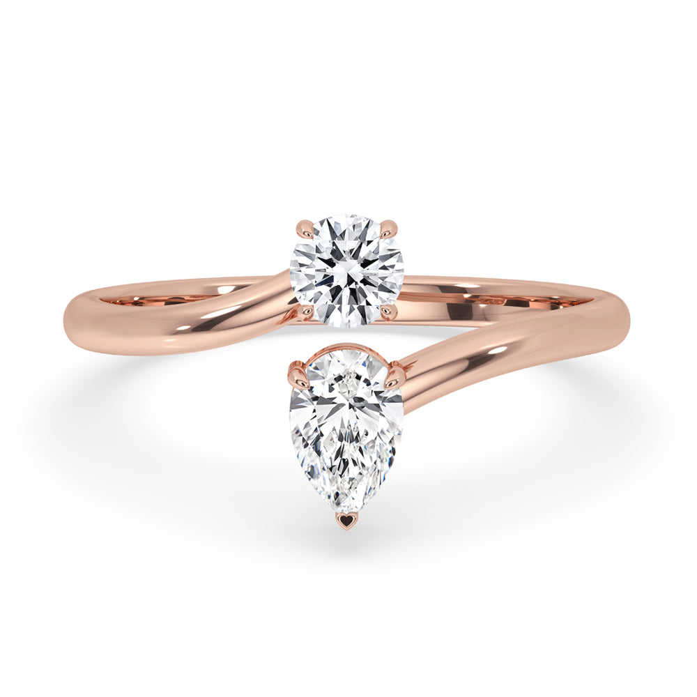 Two Stone Engagement Ring Pear and Round Stones