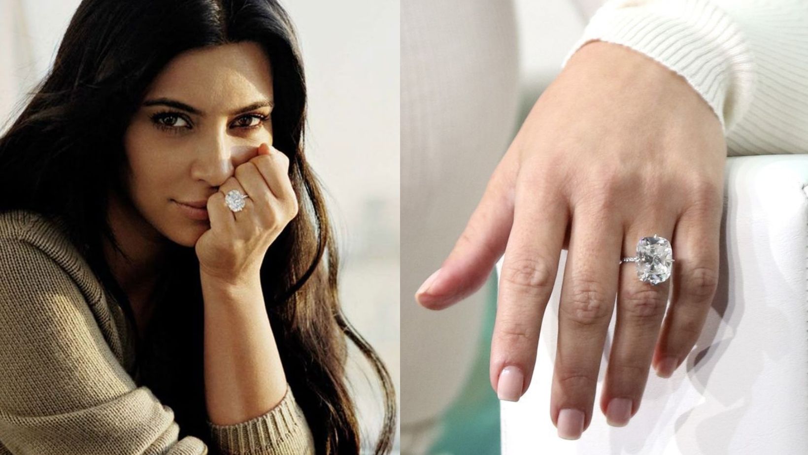 Kim Kardashian Engagement Ring - Cushion Diamond, image size:1640x924