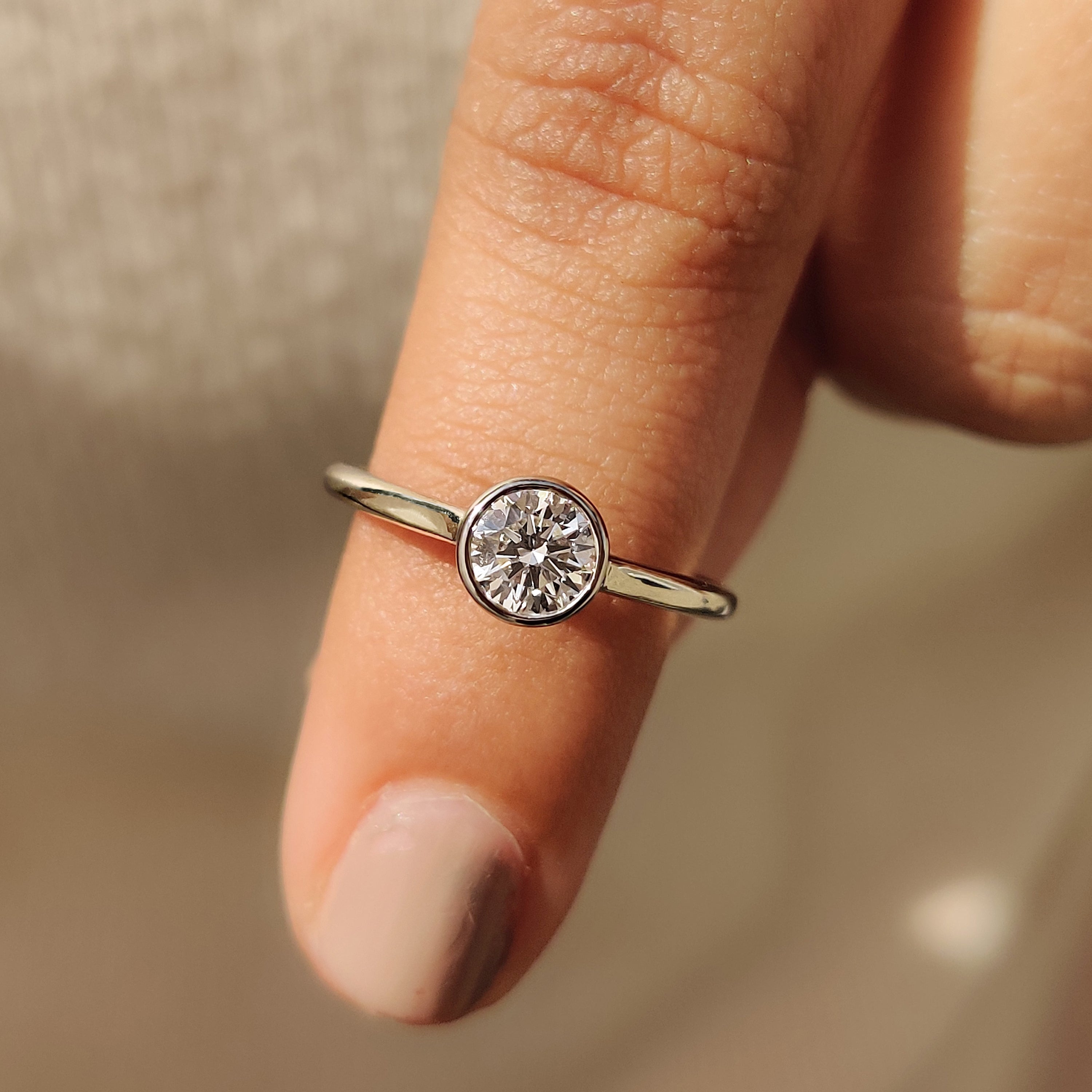 Bezel Set Diamond Ring in Round Diamond