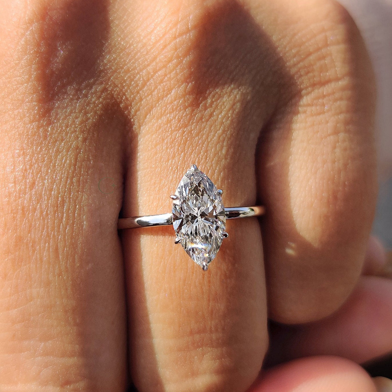 Marquise Diamond Engagement Ring in Classic Setting