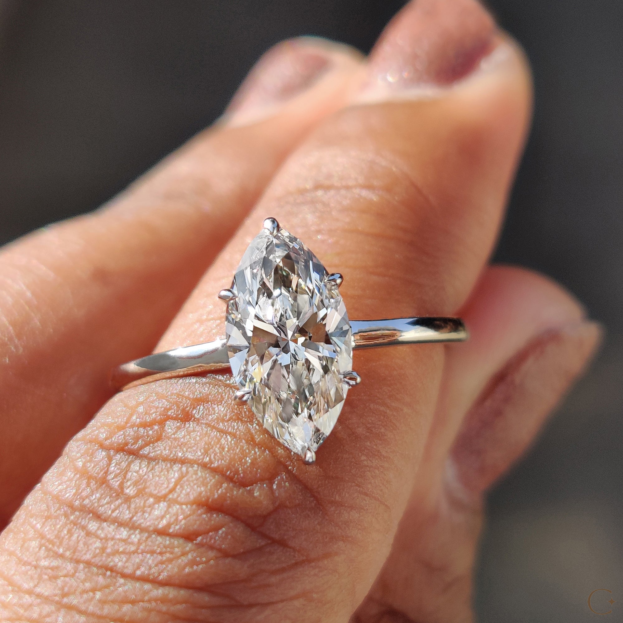 Marquise Diamond Engagement Ring in Classic Setting