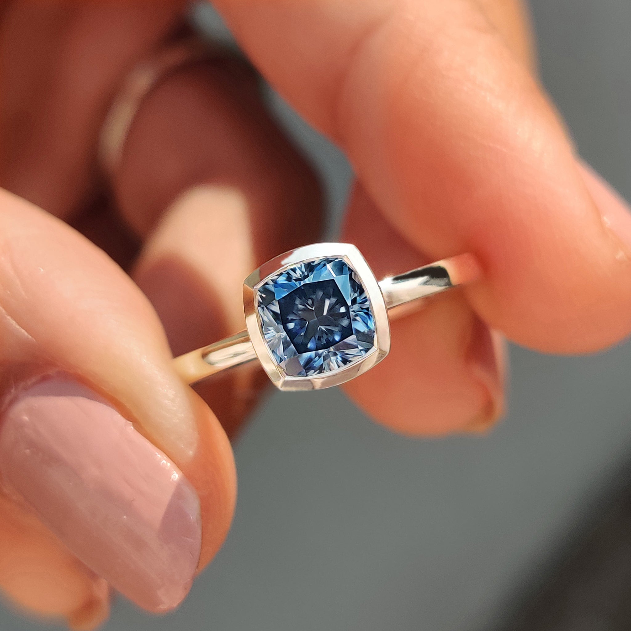 Cushion solitaire ring offers classic soft cushion beauty.
