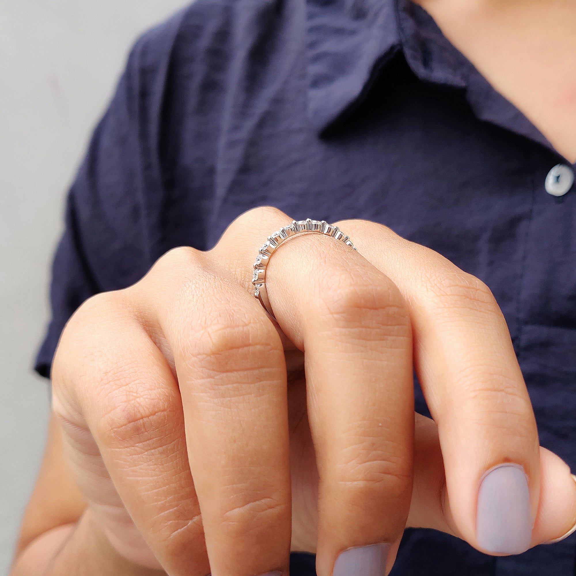 Round Cut Diamond With Rose Gold Wedding Band