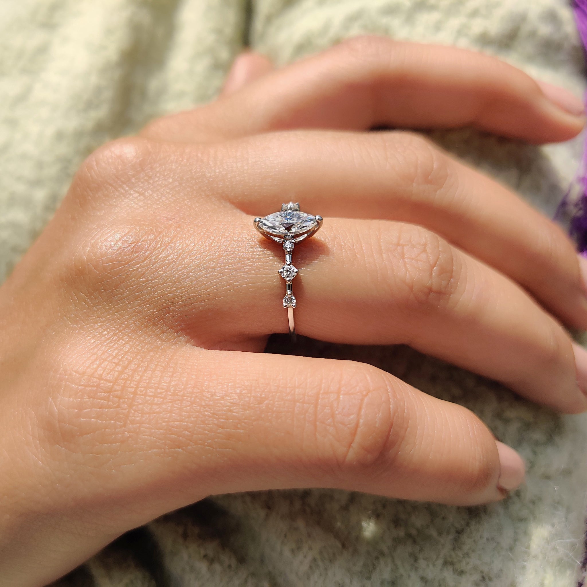 Distance pave setting highlights sparkle with modern touches.