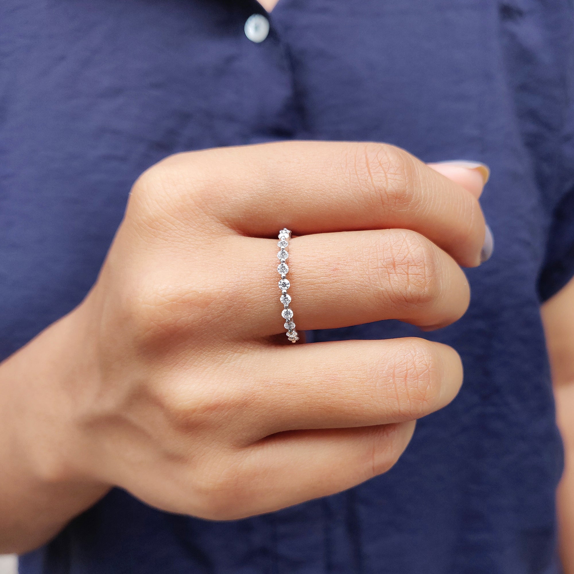 Round Cut Diamond With Rose Gold Wedding Band