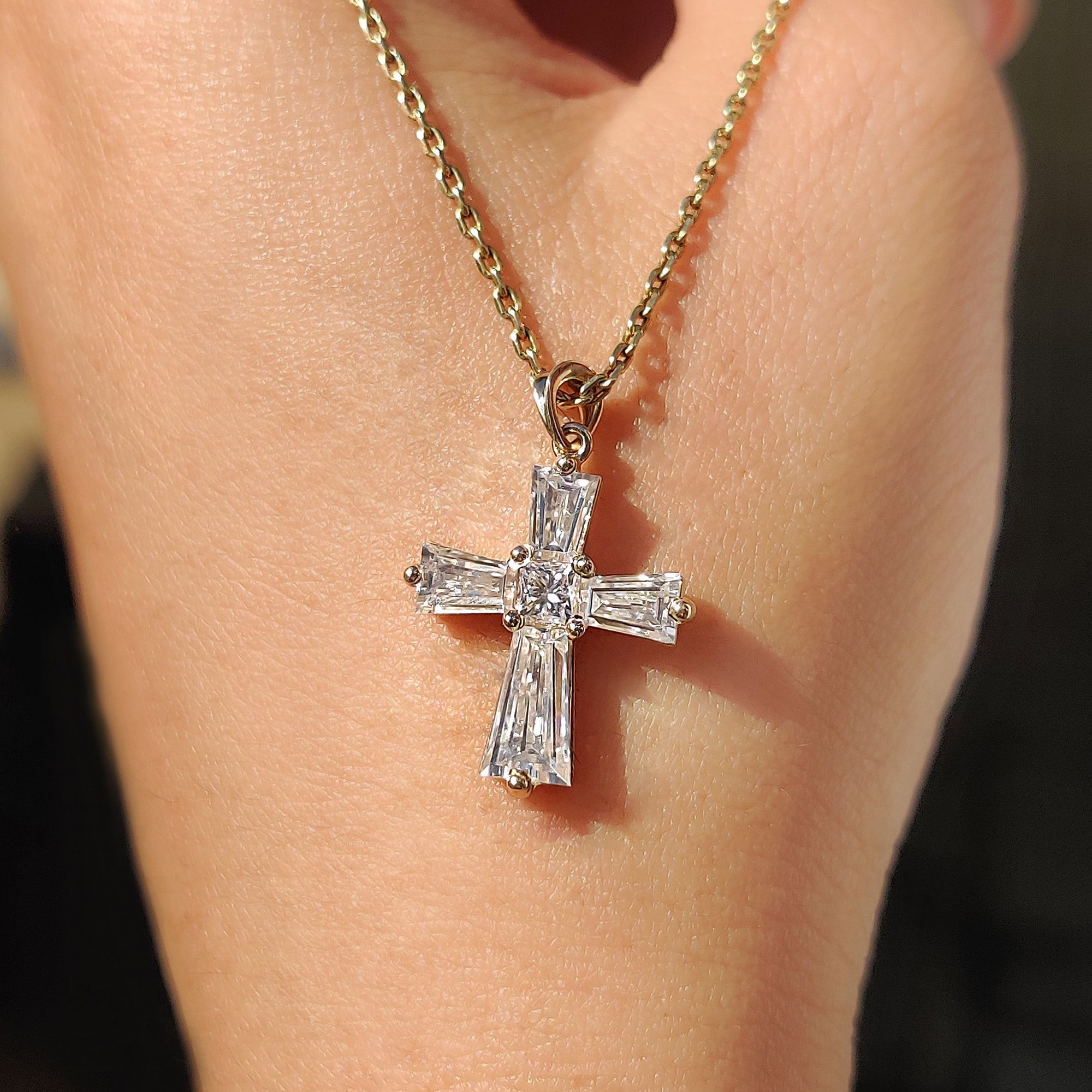Handmade pendant showing off beautiful princess cut stones.
