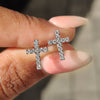 Diamond Cross Earrings in white gold with round cut diamonds.