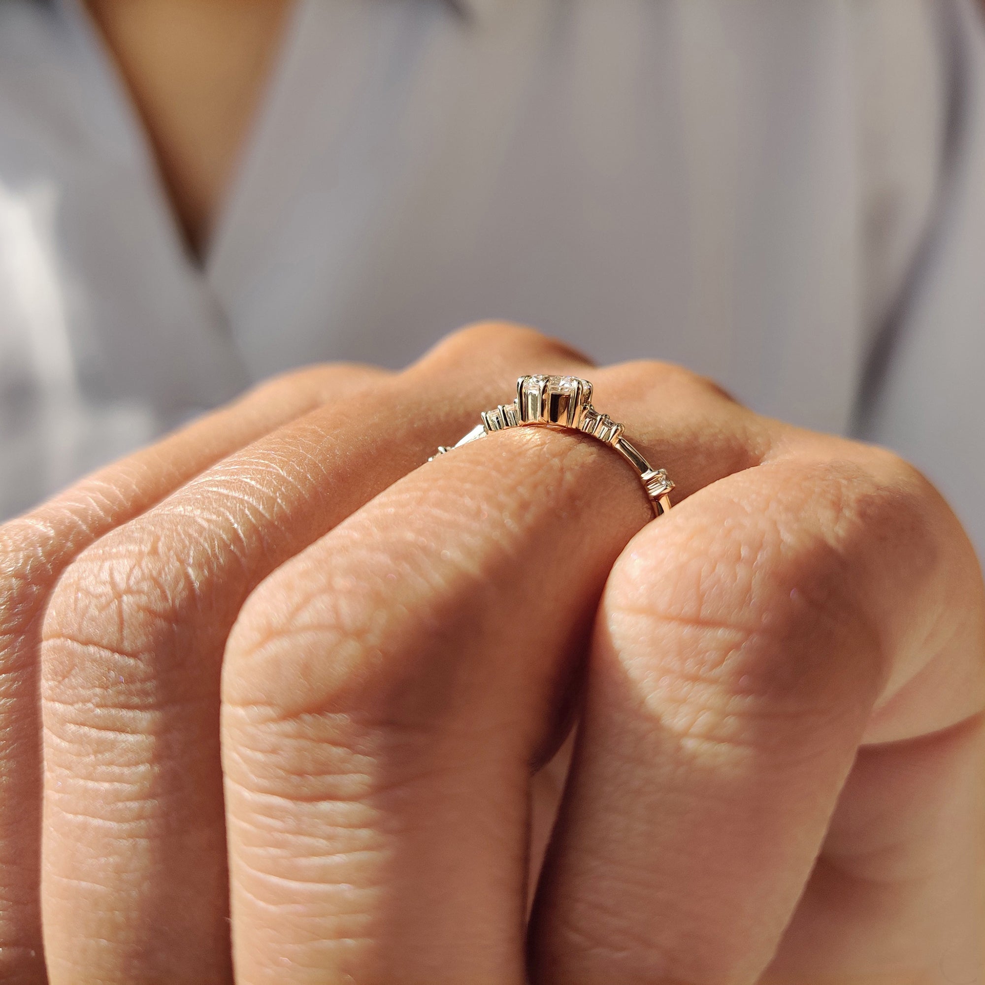 Handmade Engagement Ring with intricate craftsmanship.

