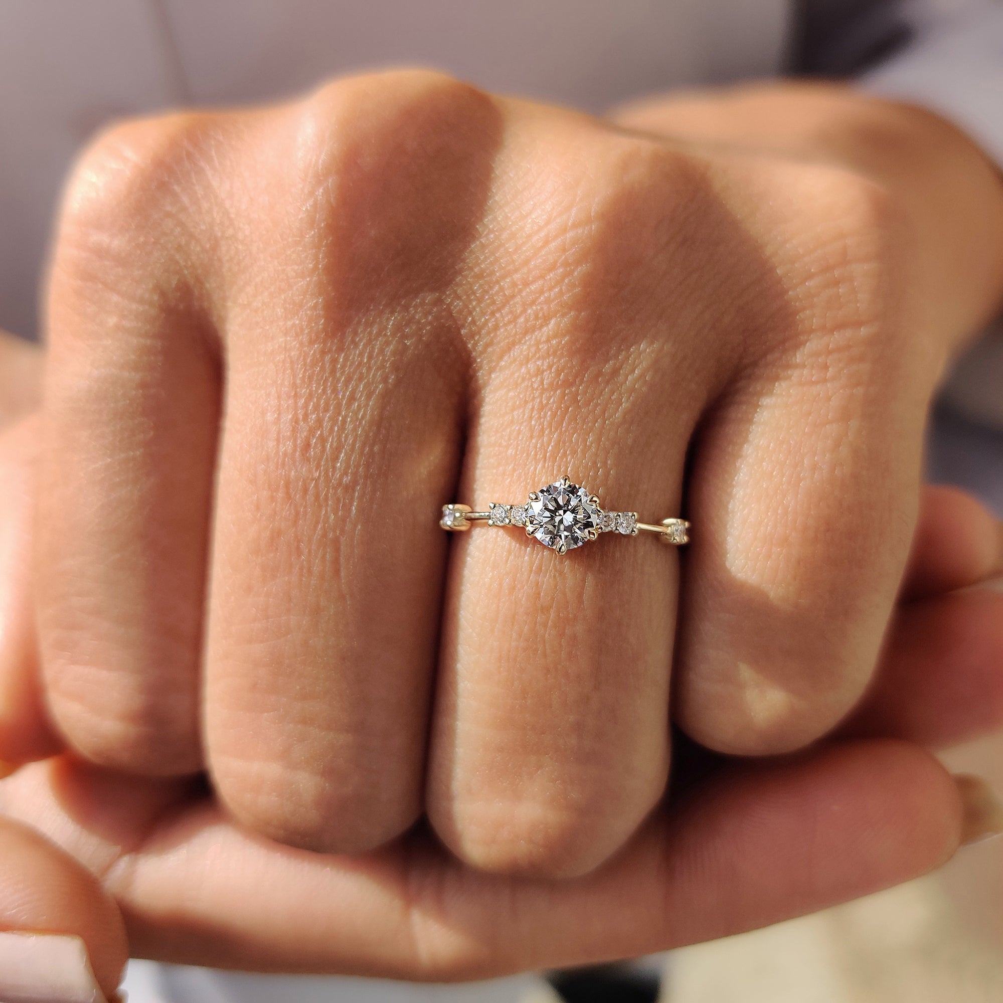 Stunning Handmade Jewelry with a Round Diamond setting.
