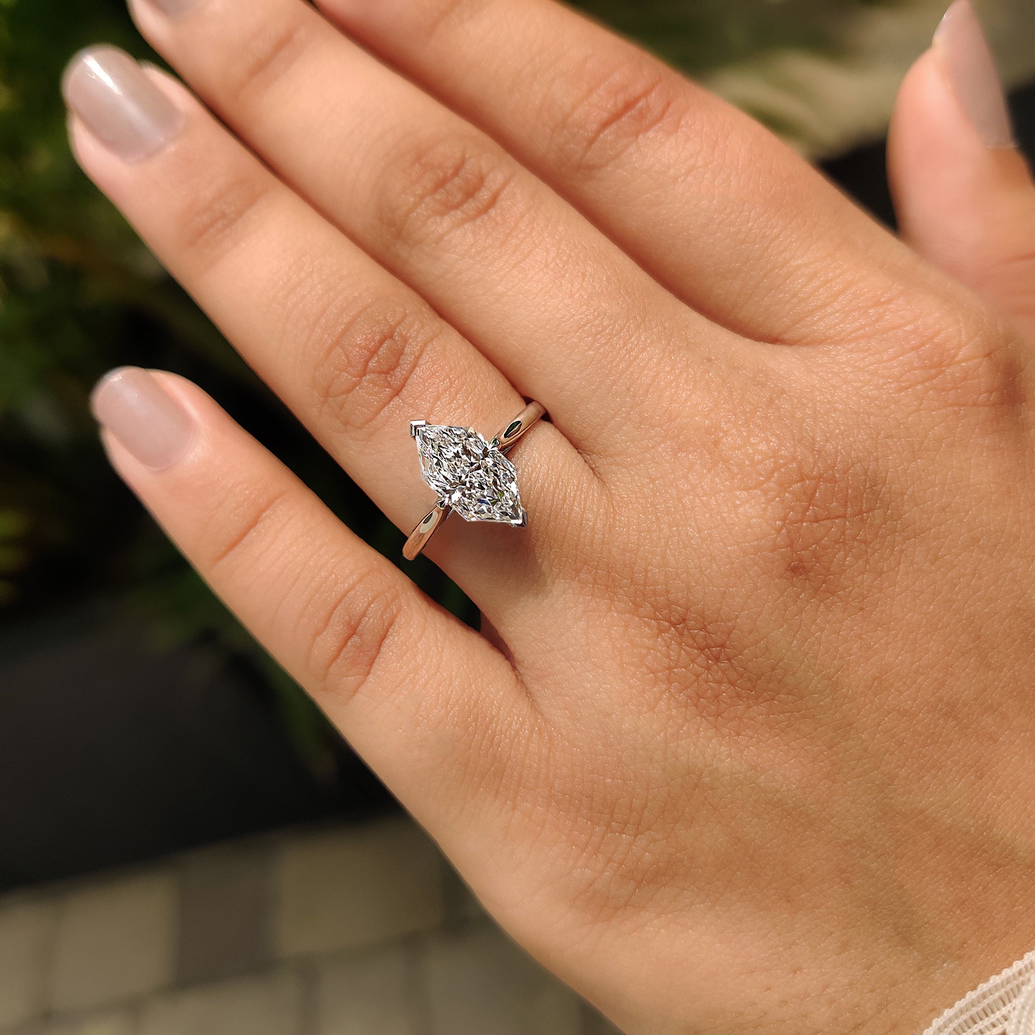 Dutch Shape Ring Hidden Halo Dutch Marquise Engagement Ring