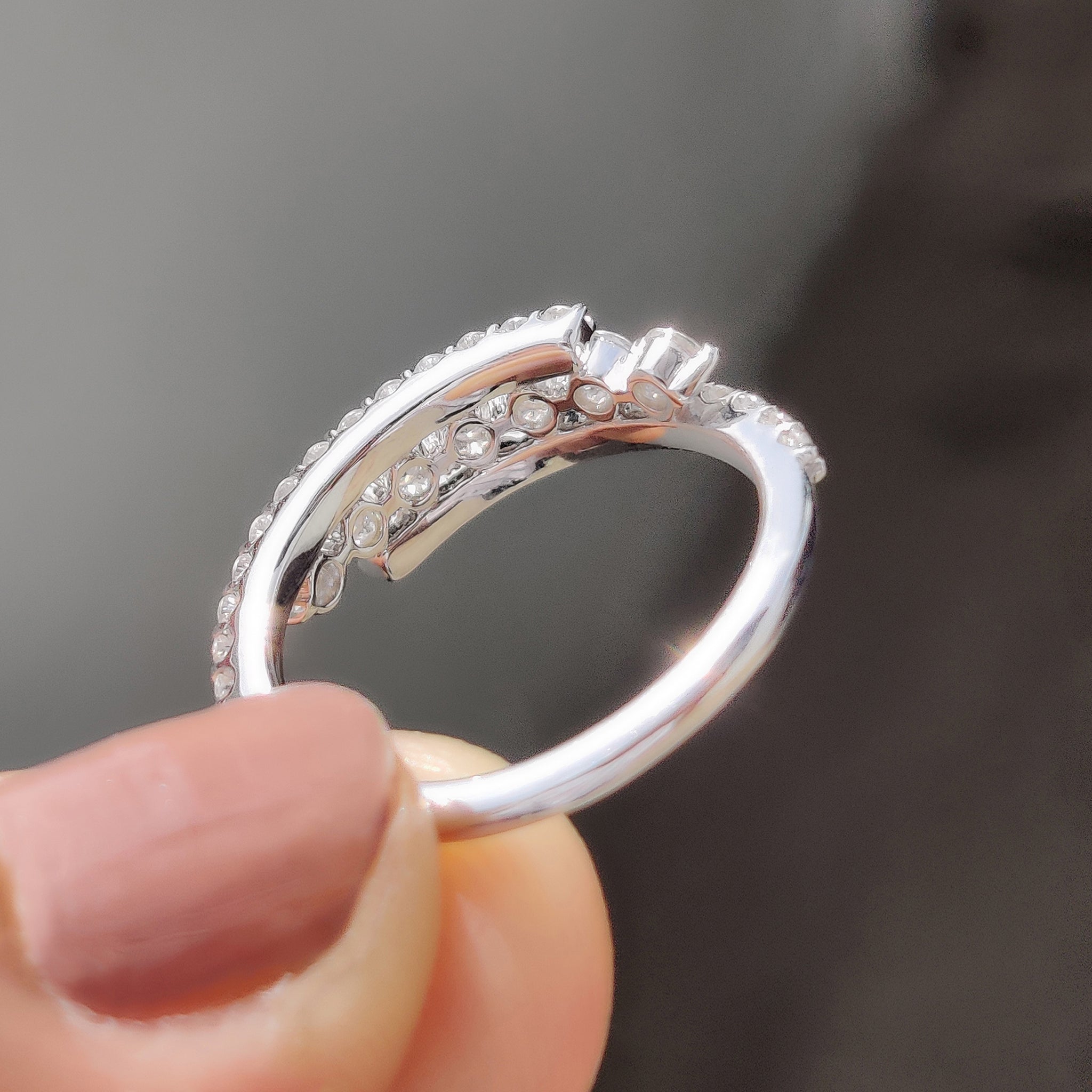 3 Row Pave Diamond Band With Bypass Setting