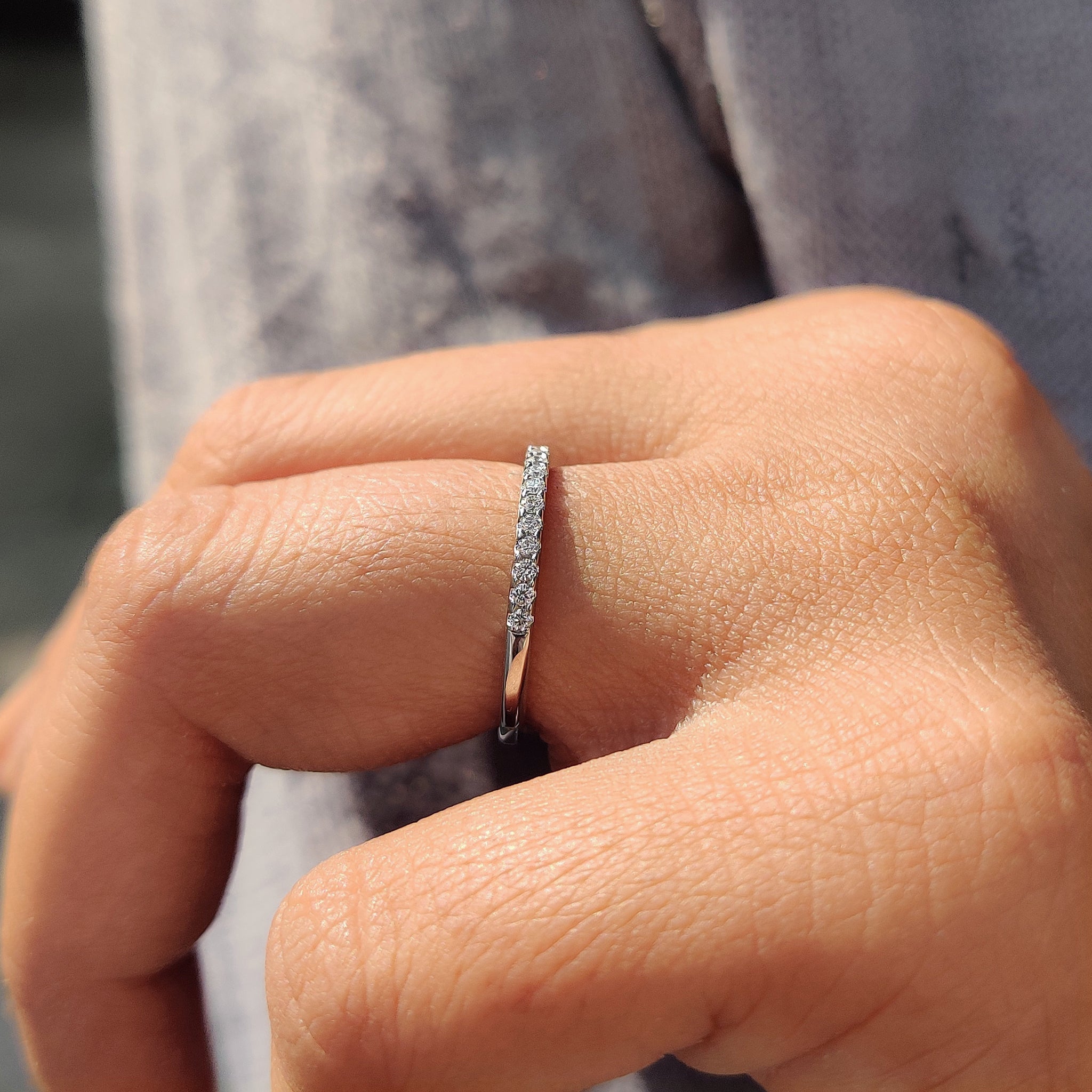 Minimalist diamond band, perfect for subtle elegance.
