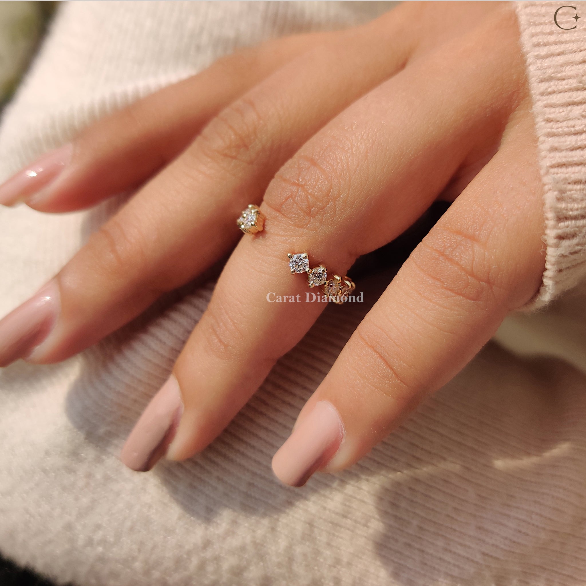 dazzling round diamond set in a unique and modern band style