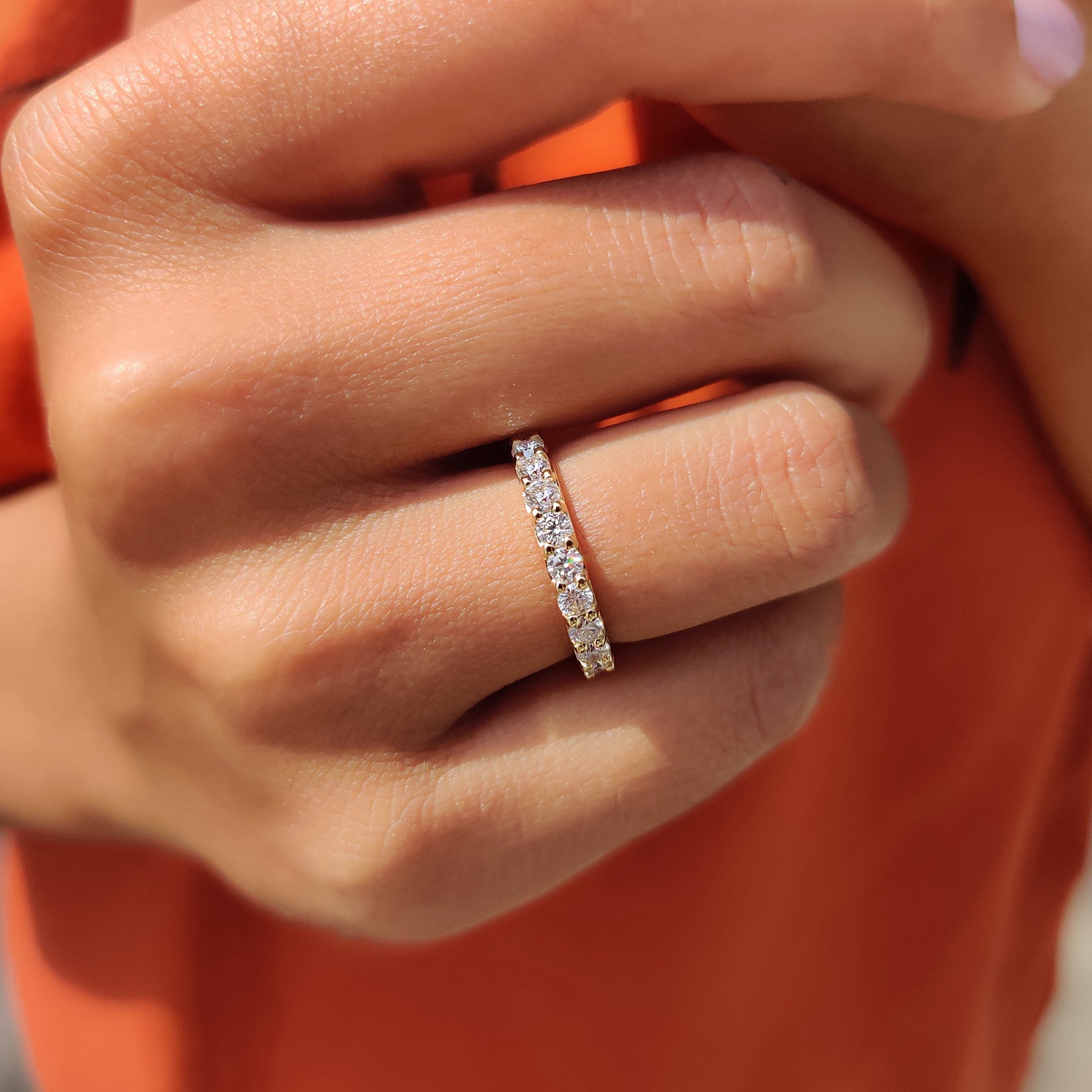 Custom moissanite band with handmade band.