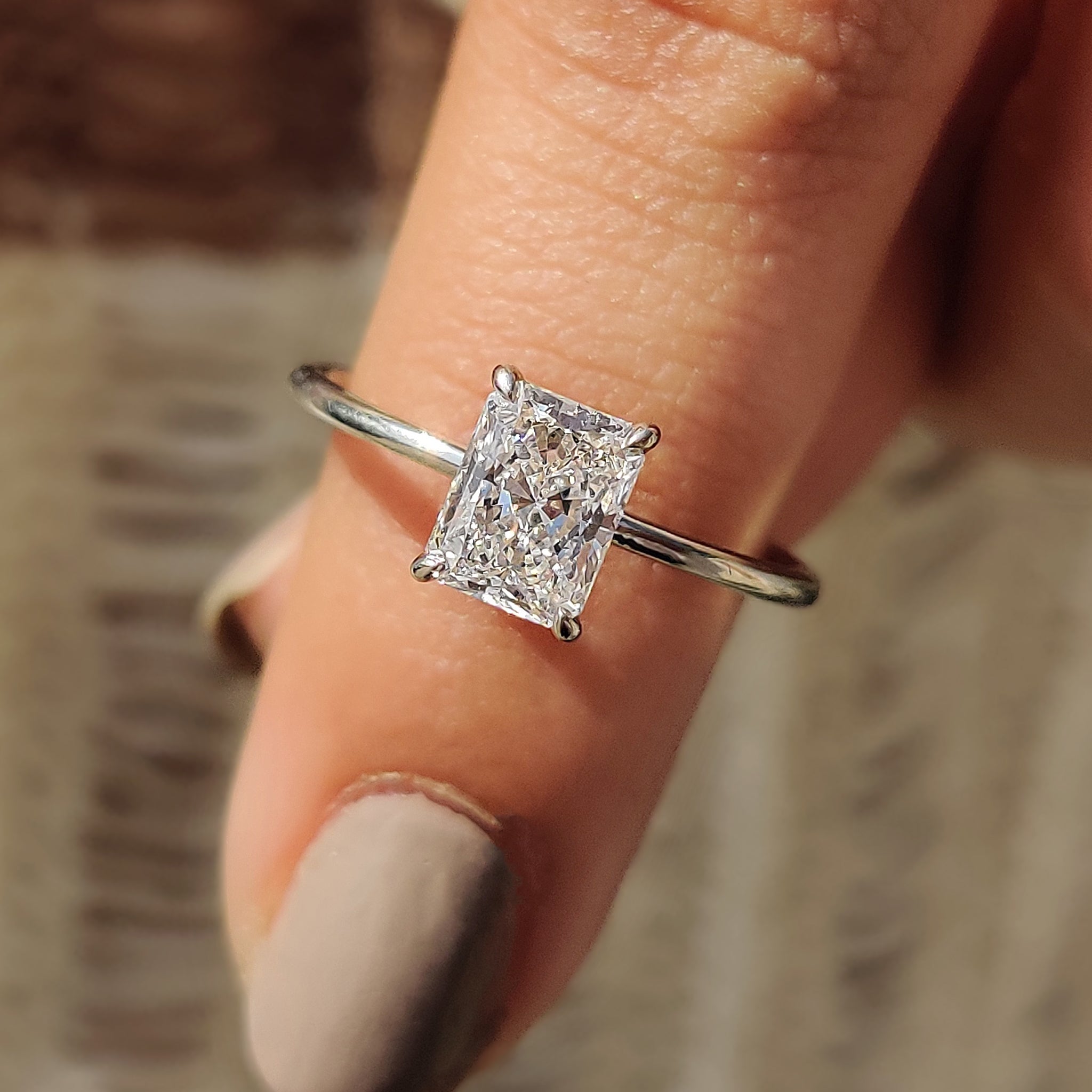 Rose Gold Radiant Diamond Cut Ring