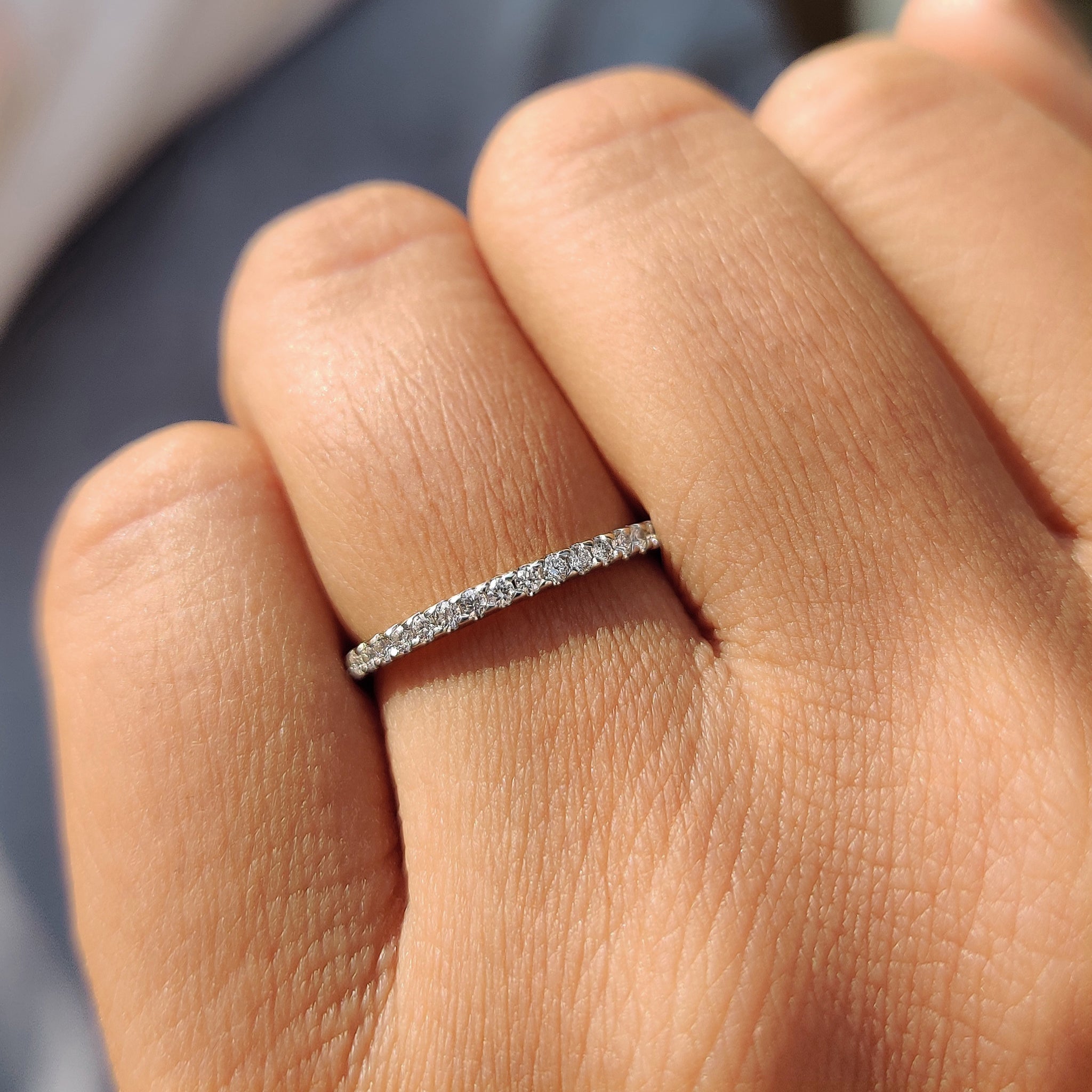 Buy wedding band with stunning diamond accents.
