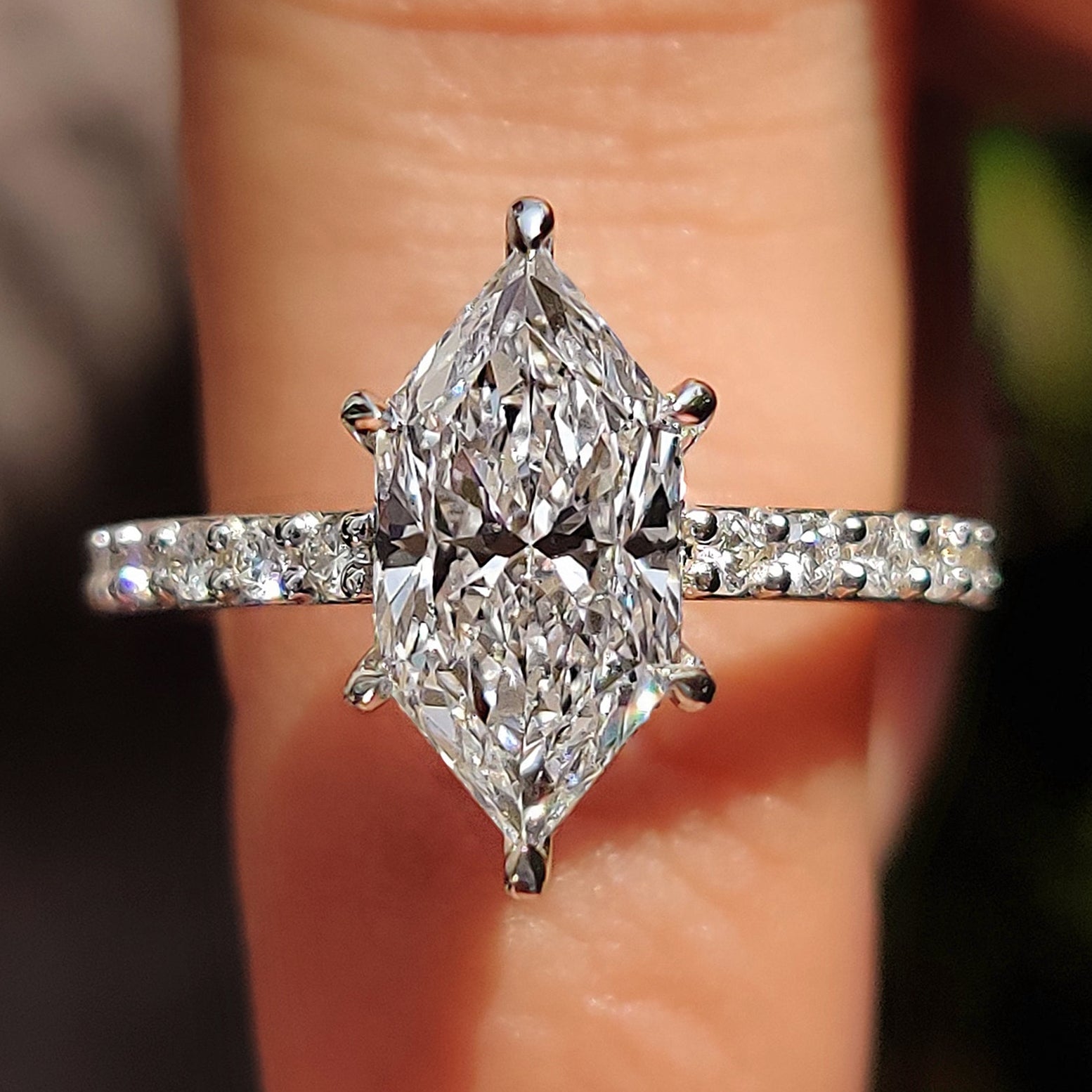 Dutch Marquise Cathedral Setting Engagement Ring