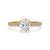 Oval diamond Engagement ring with hidden halo setting and elegant claw prongs.