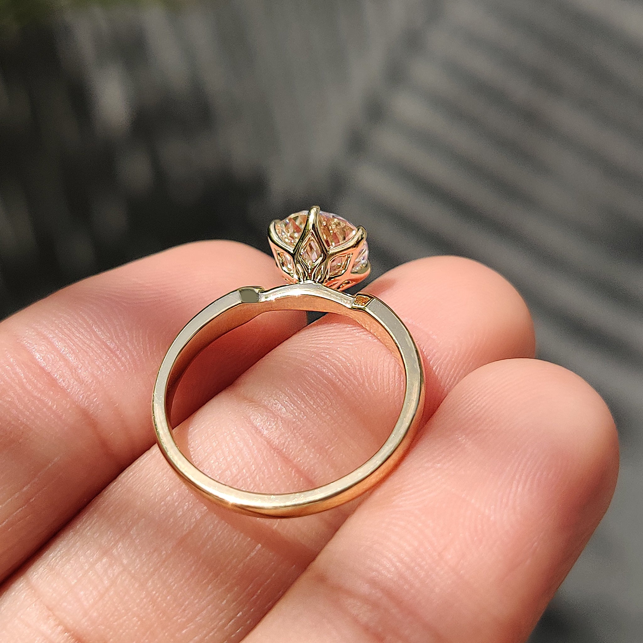 Tapered shank ring with carat diamonds ring.
