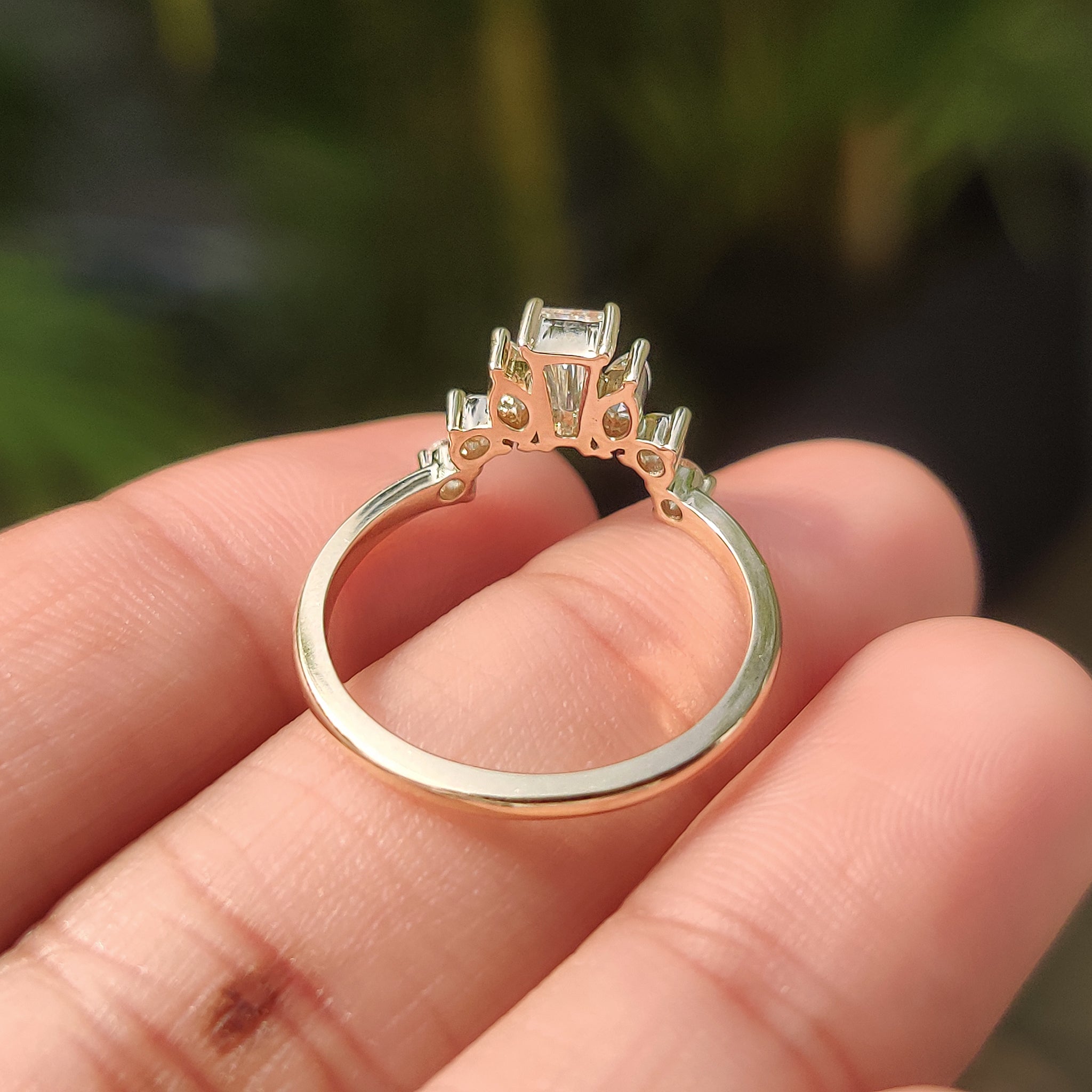 Lab Grown Diamond in tiara wedding band.
