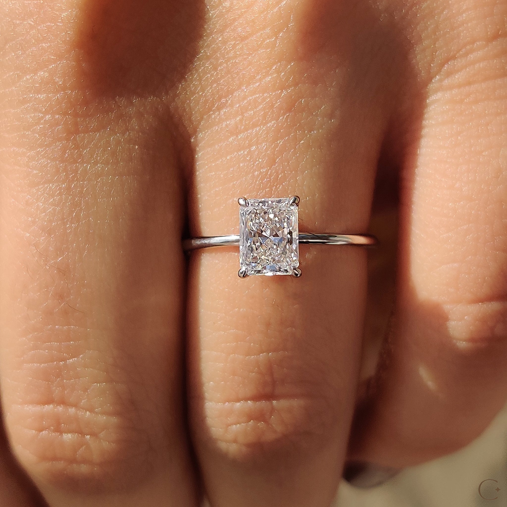 Radiant Cut Solitaire Ring In White Gold