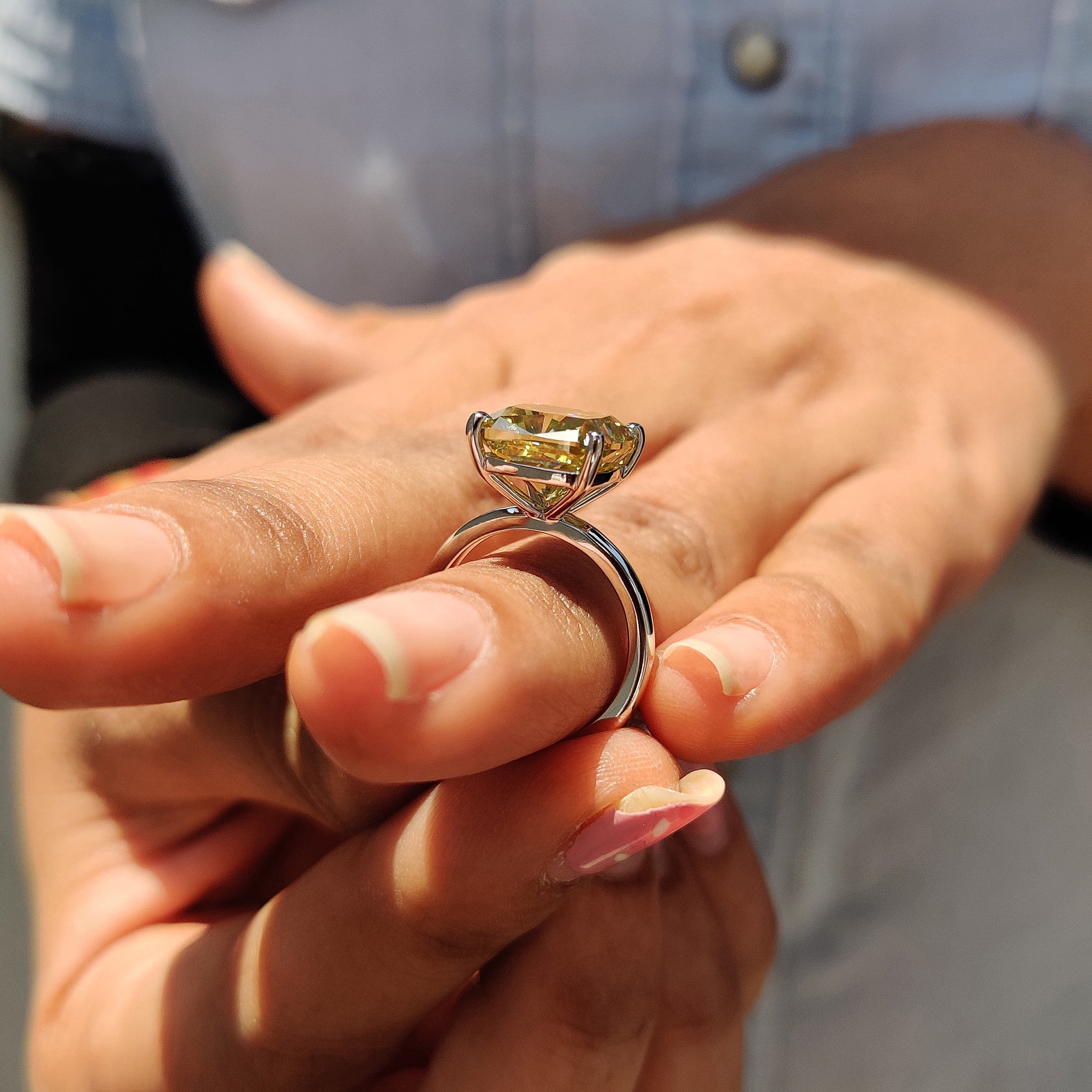 Handmade jewelry that features a cushion cut Moissanite for added charm.