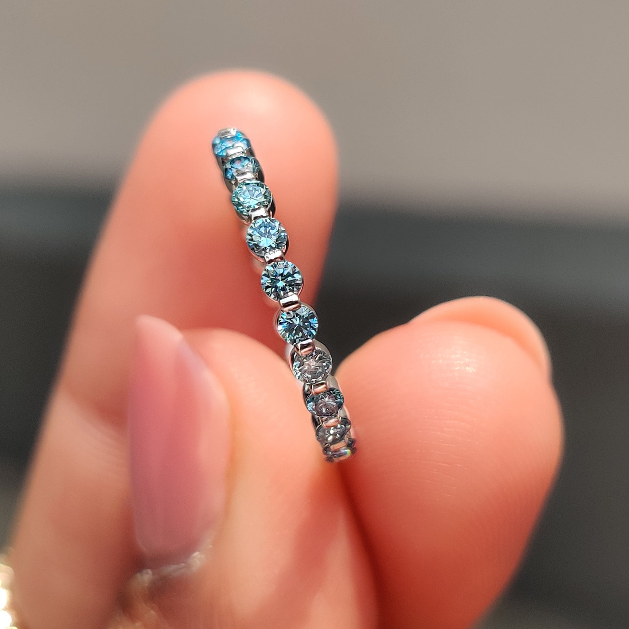 Lab Grown Diamond set in a modern eternity band.
