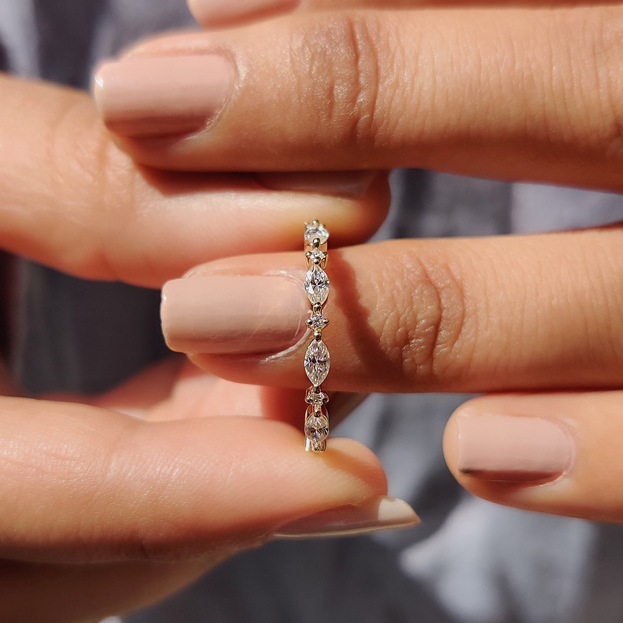 Marquise And Round Shared Prong Wedding Band