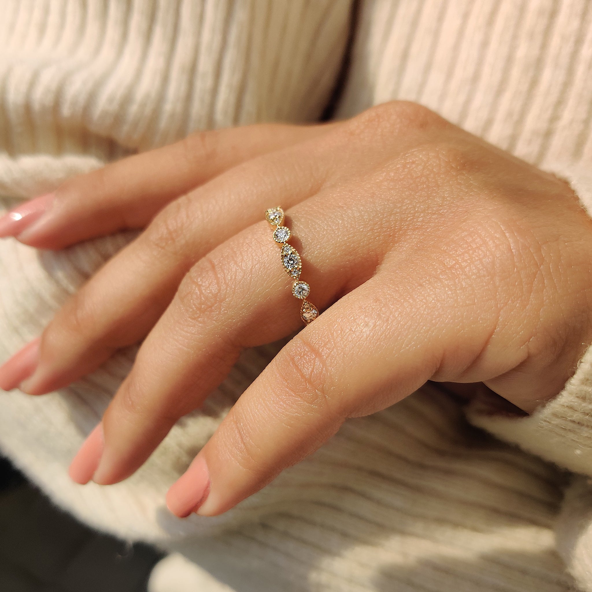 Milgrain Wedding Band - Full Eternity Style
