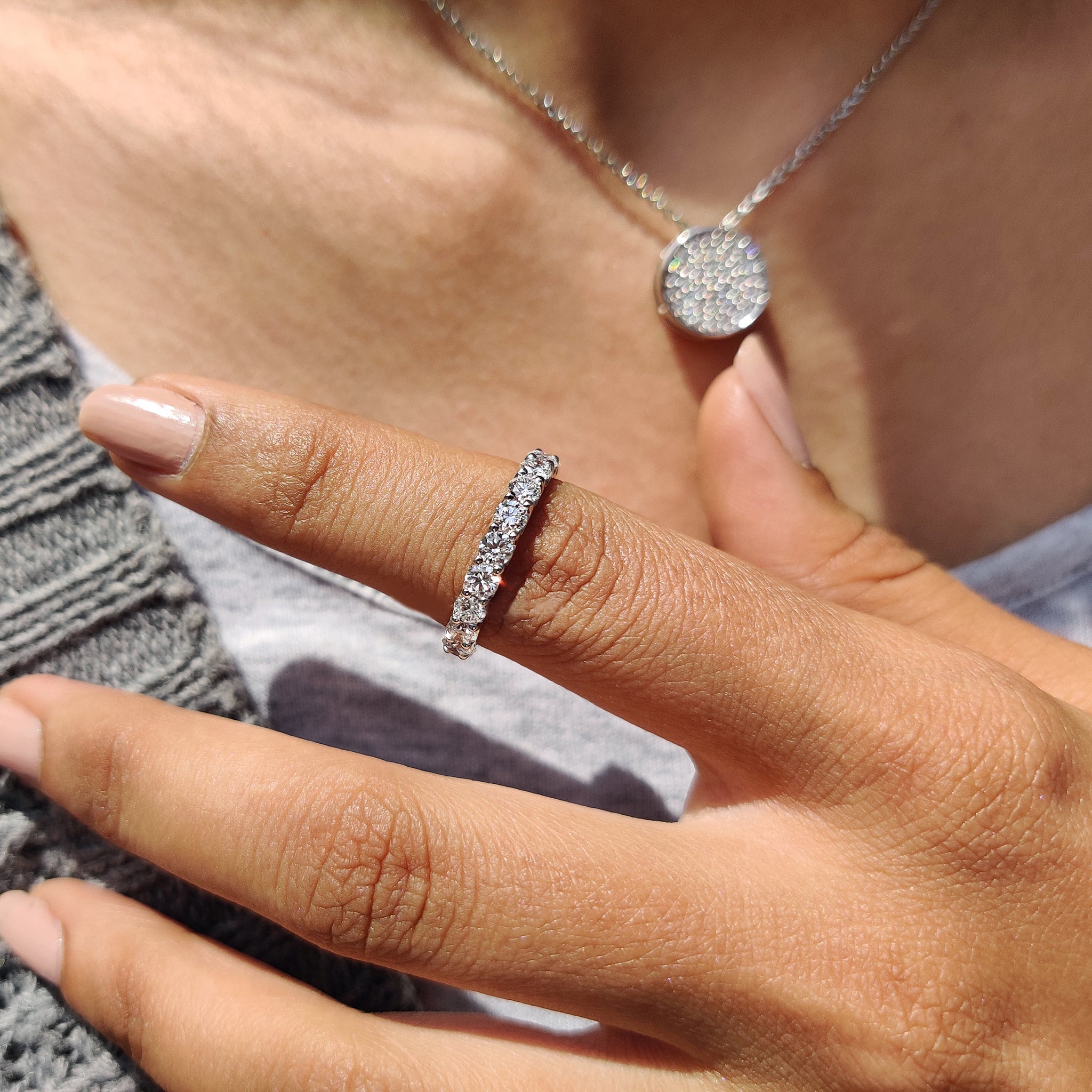 Lab Grown Round Diamond White Gold Wedding Band