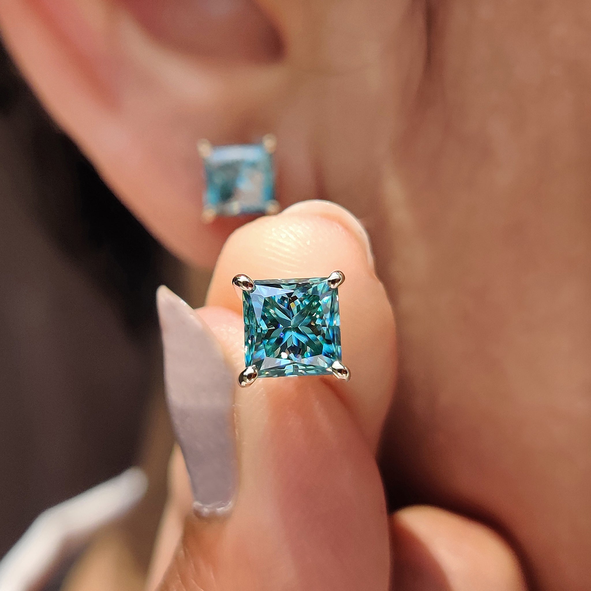 Push back earrings used in Princess Cut earrings with handmade earrings styling.
