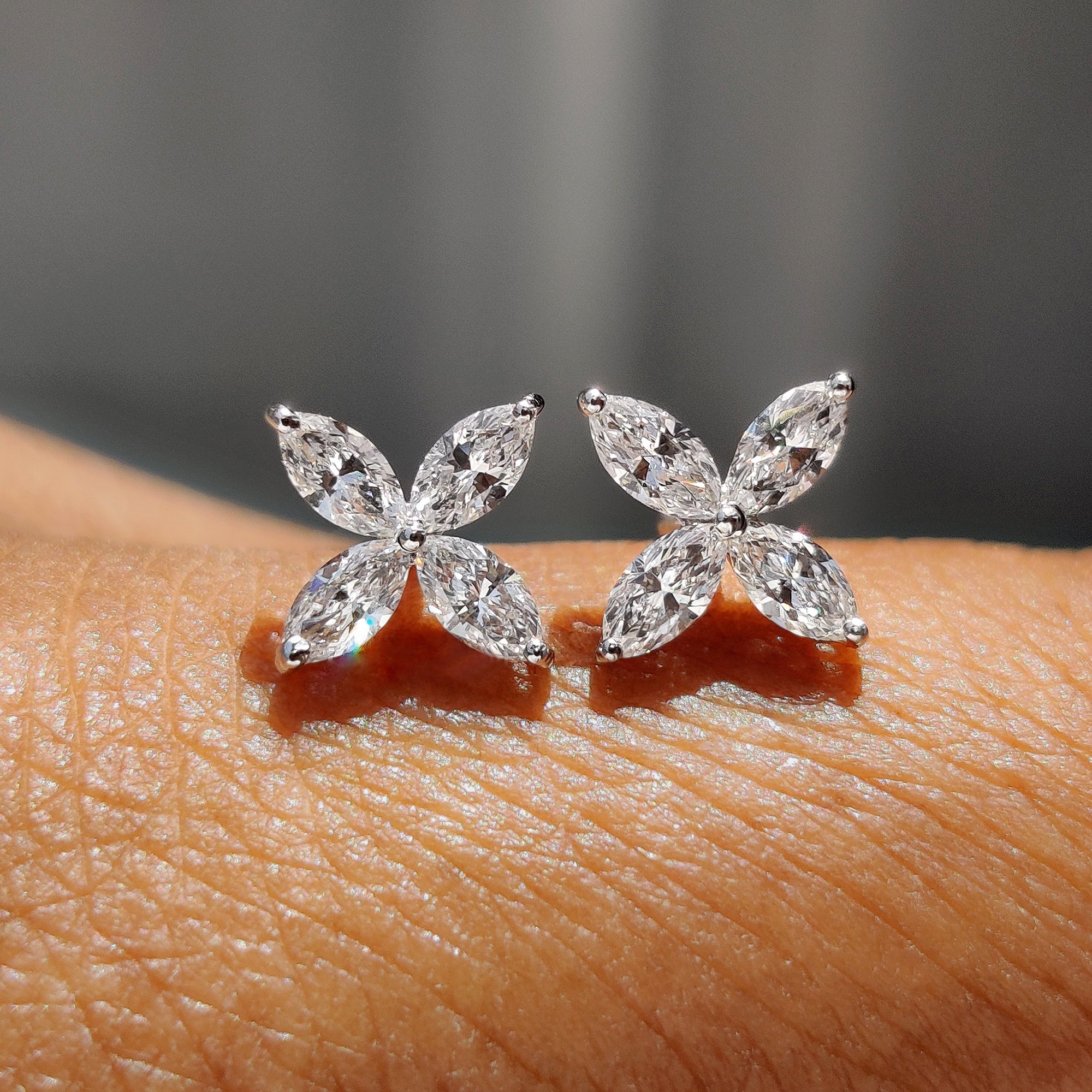 Lab grown diamond earrings in stud style.