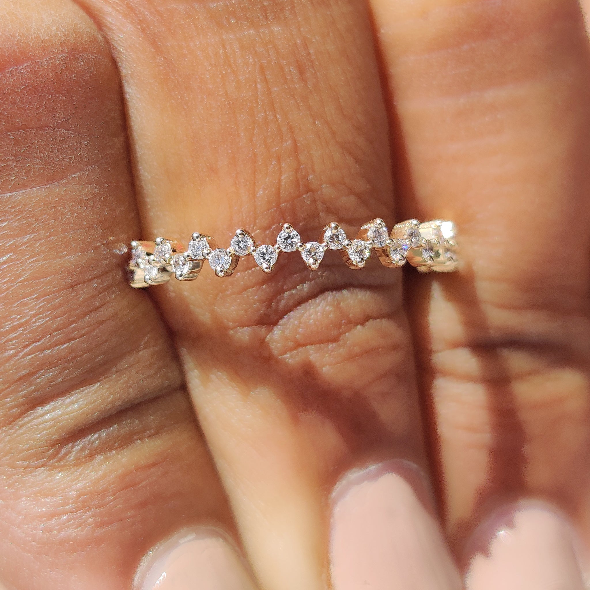 Half Eternity Band - Zig Zag Style