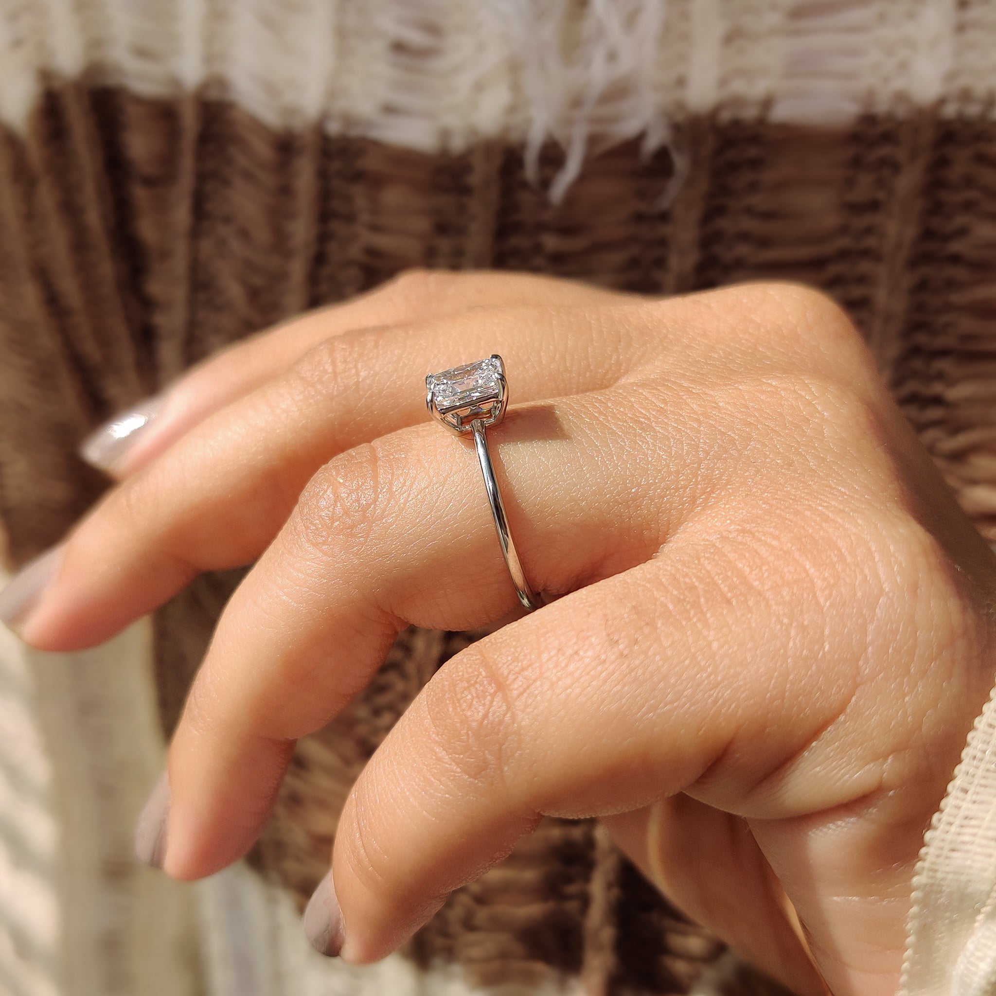 Solitaire Set Radiant Cut Gold Engagement Ring