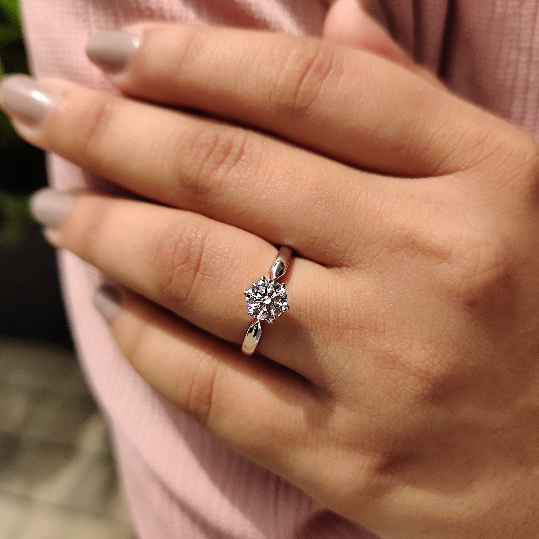 Pinched shank ring with white gold diamond ring.
