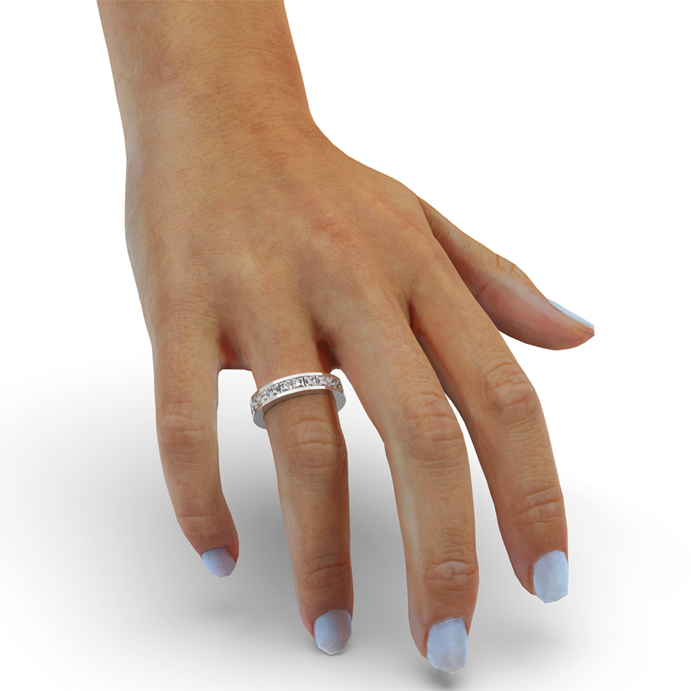 White Gold Wedding Band with channel setting design.
