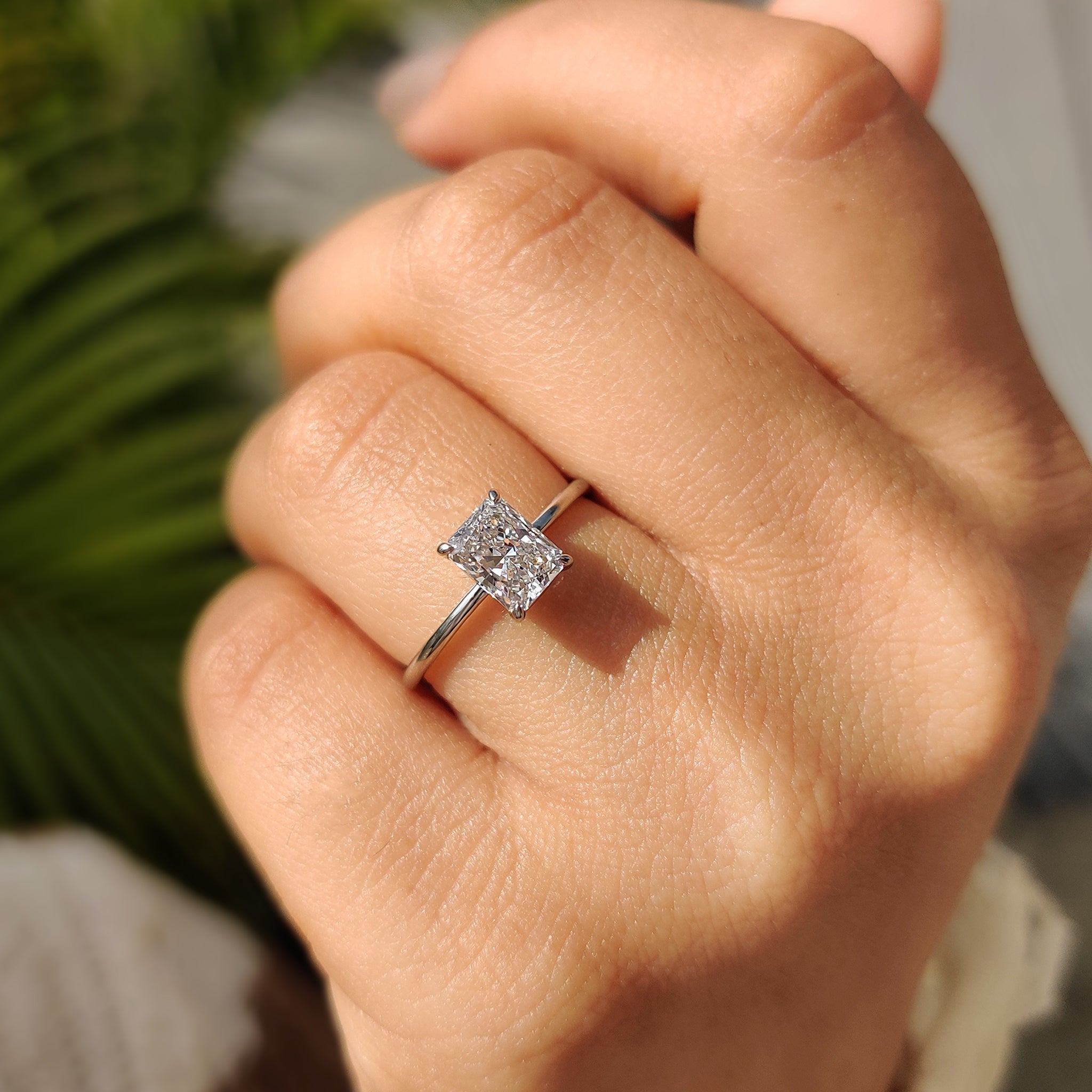 Solitaire Set Radiant Cut Gold Engagement Ring