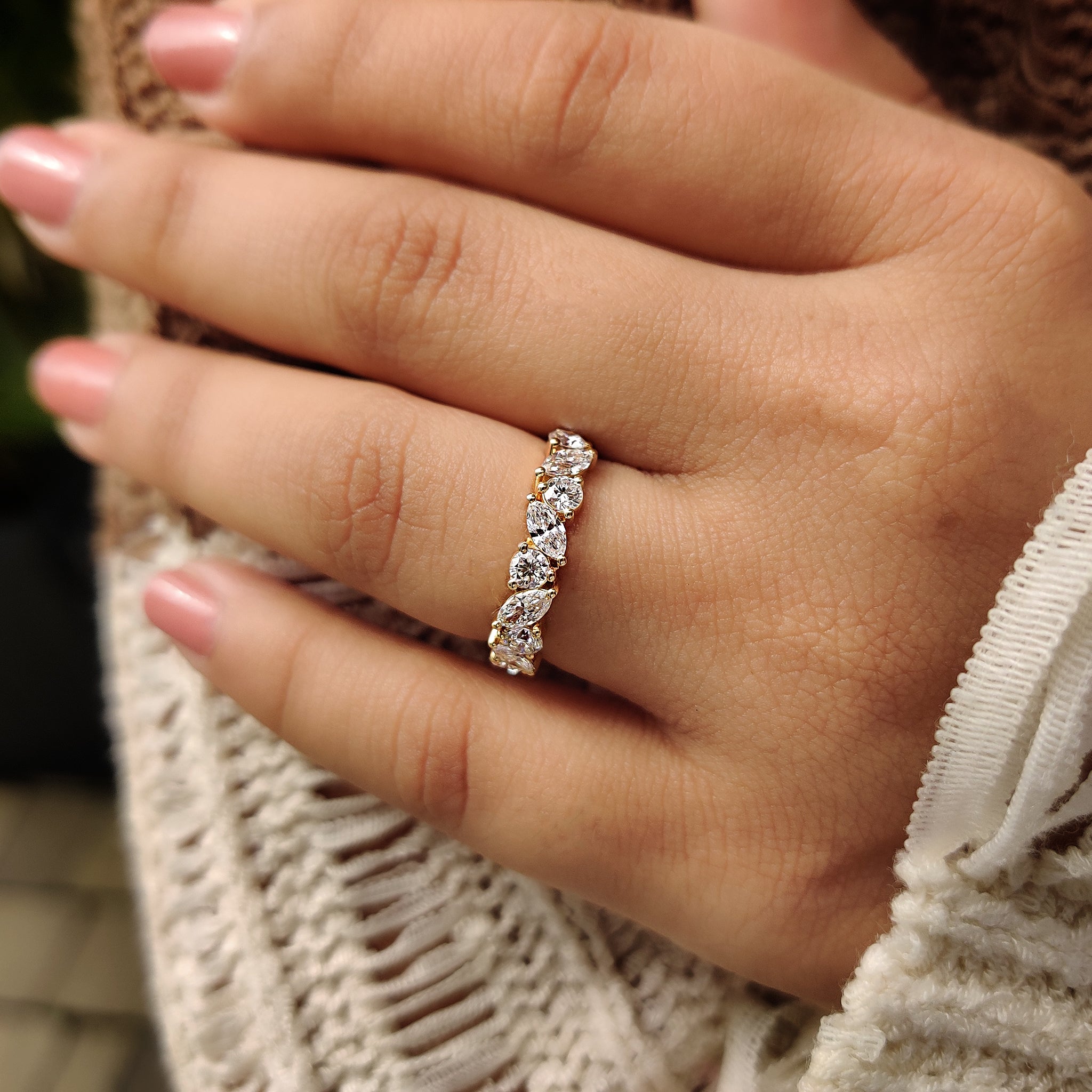 Yellow gold diamond wedding band