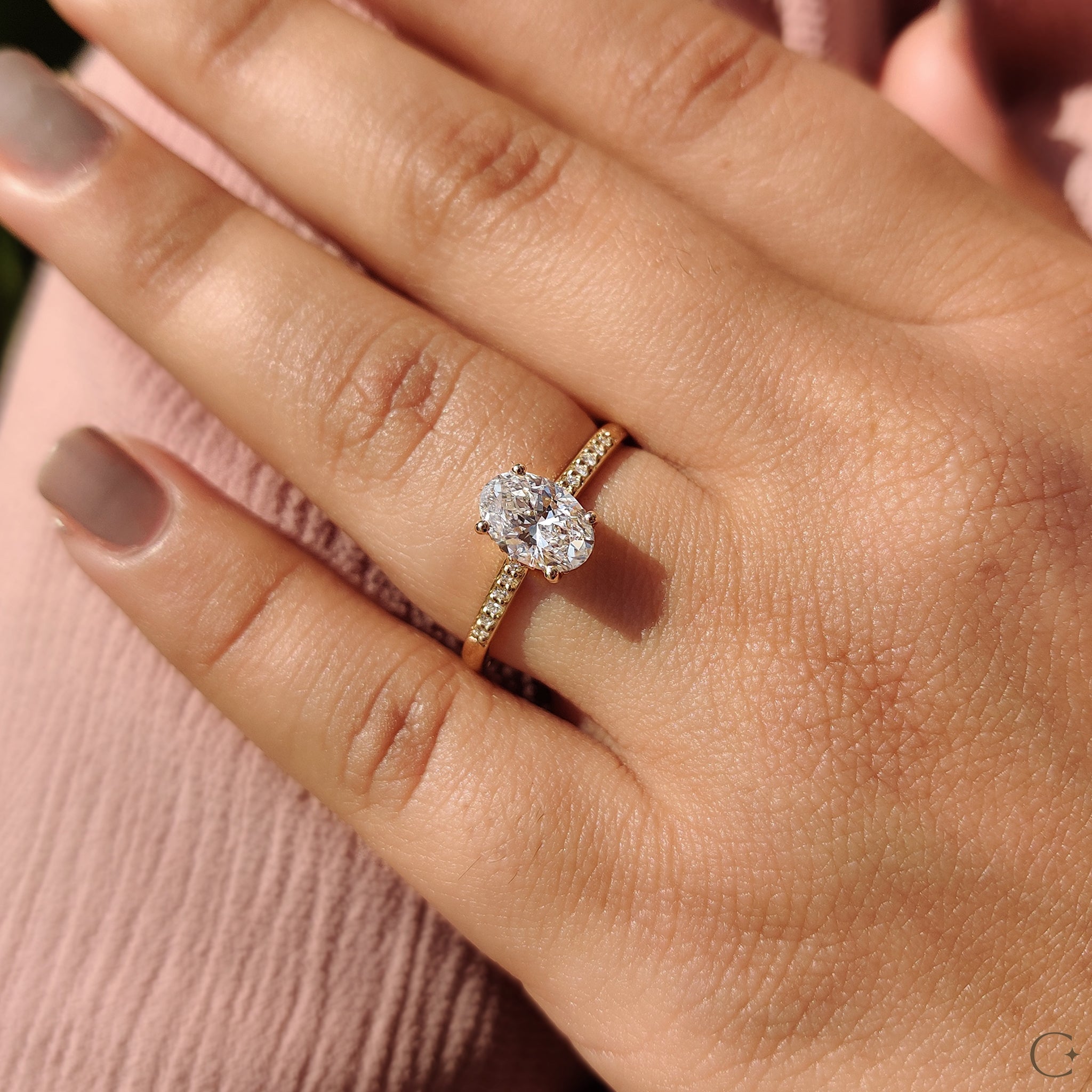 Pave round diamond band for a modern, sophisticated look.
