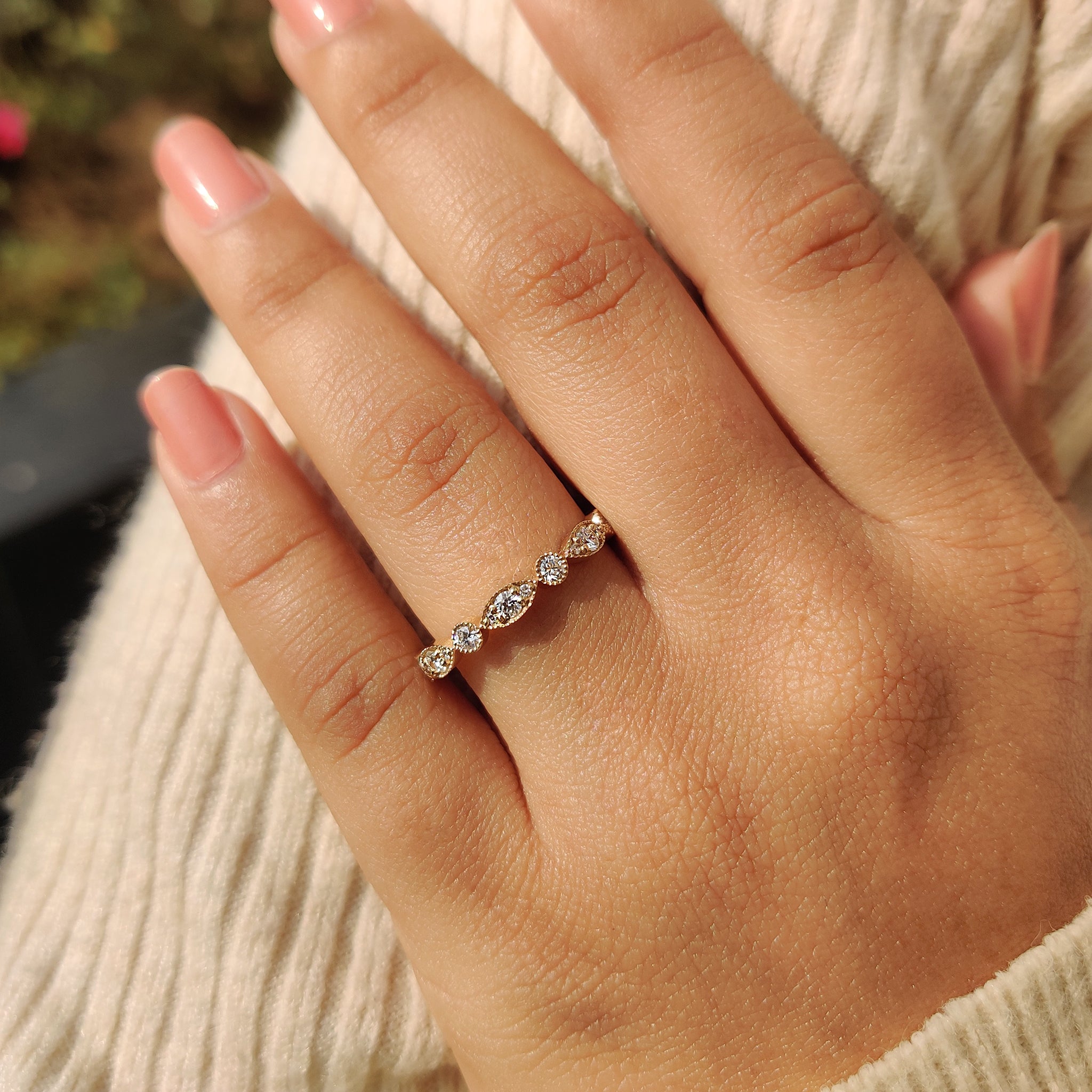 Milgrain Wedding Band - Full Eternity Style