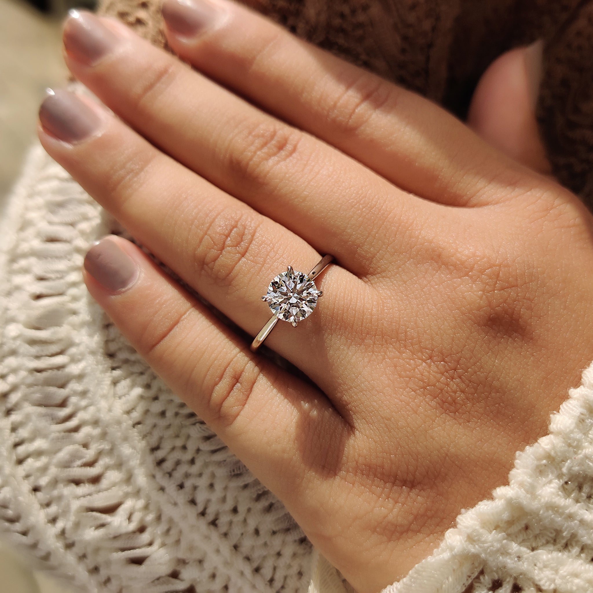 White gold diamond ring with simple engagement ring.