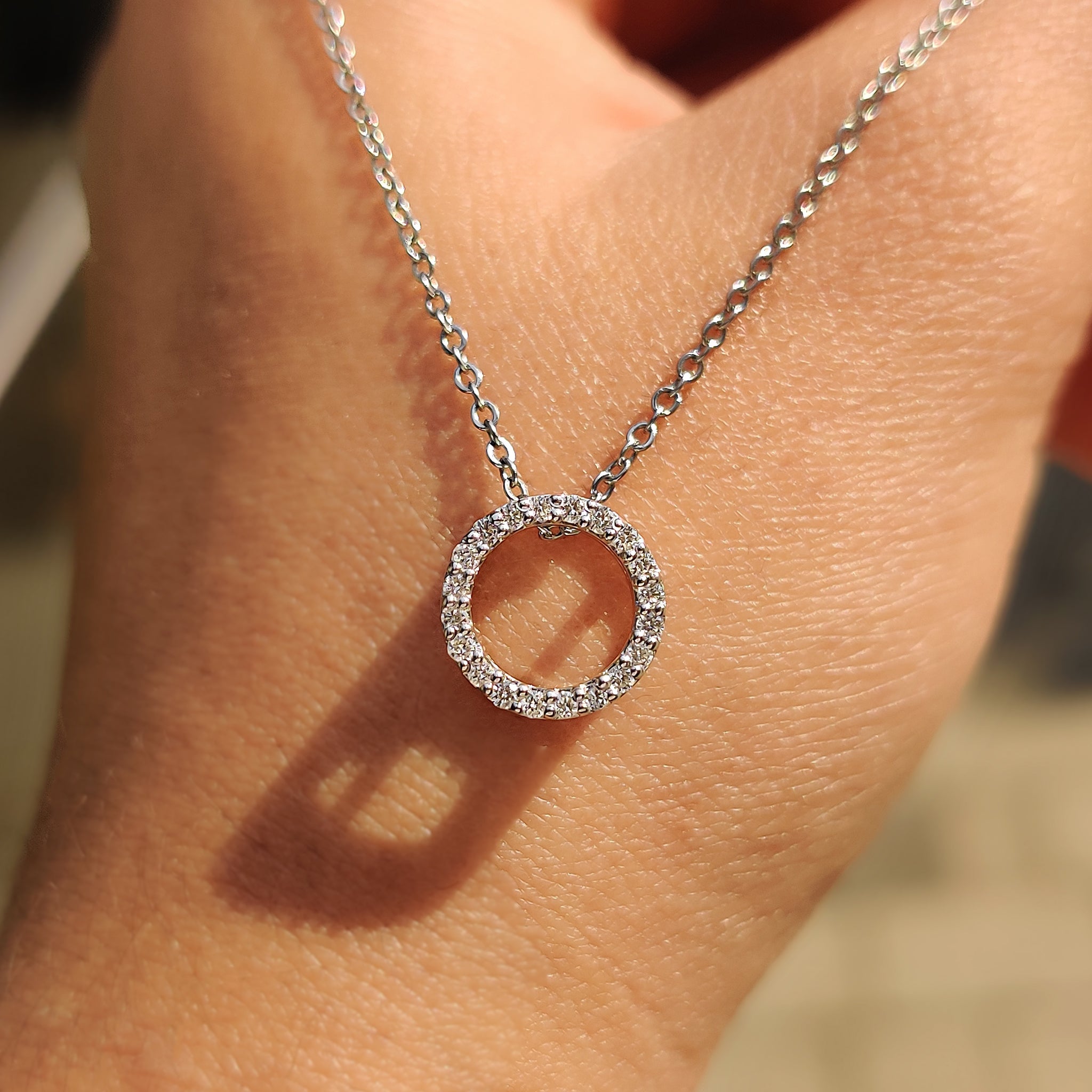 Diamond Halo Pendant in Round Circle Design
