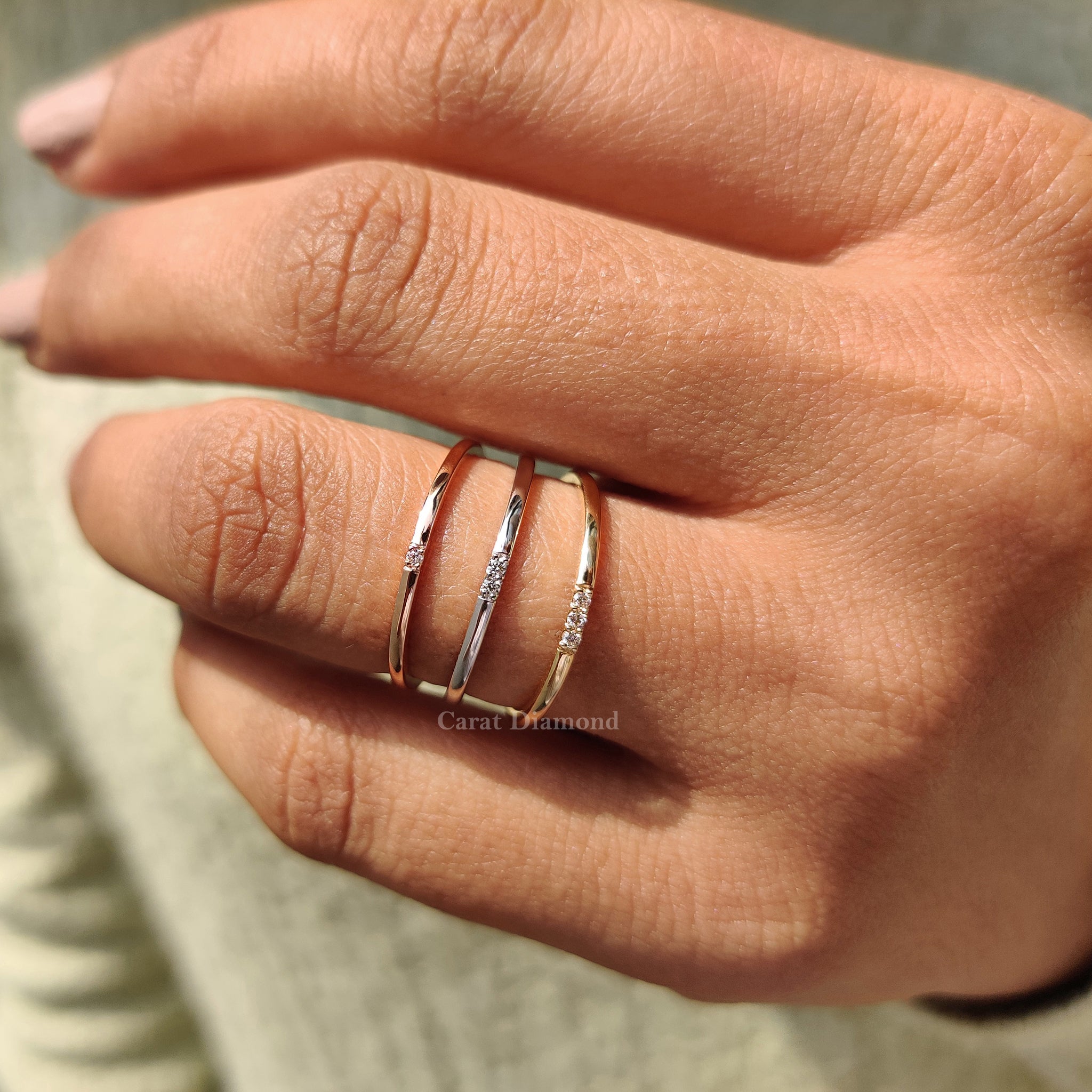 Lab grown diamond band in white gold with custom design
