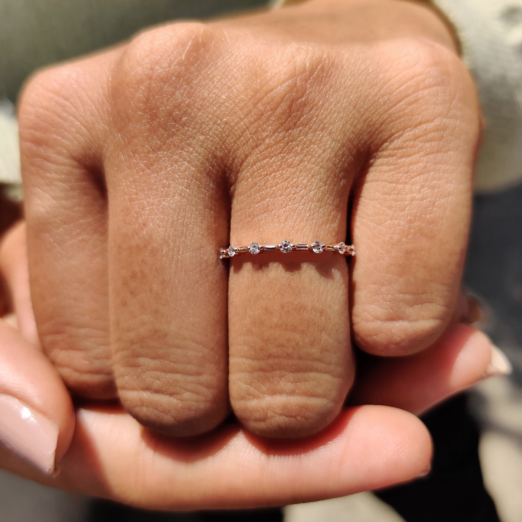 Round Diamond Wedding Band - 7 Stone Set